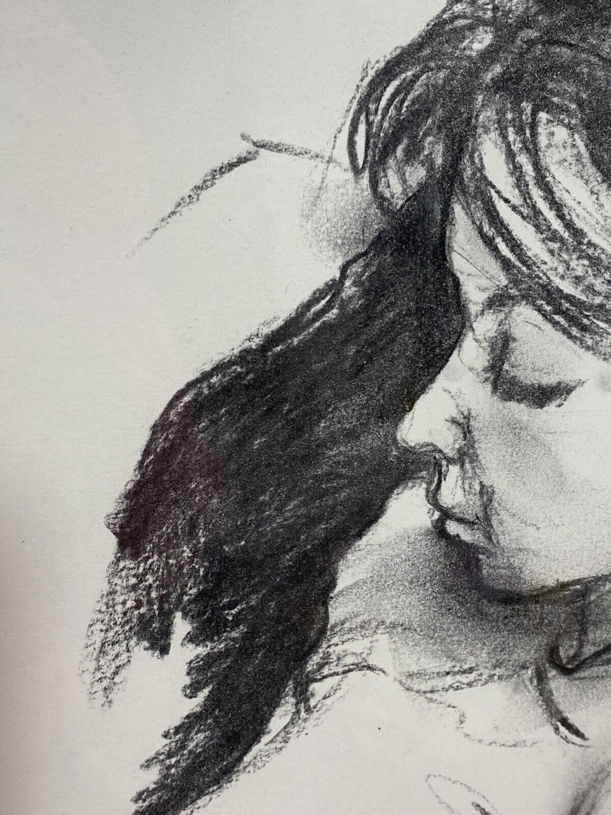 Figurative Charcoal Sketch Of Young Lady In Deep Thought By Michael Jenkins photo buy
