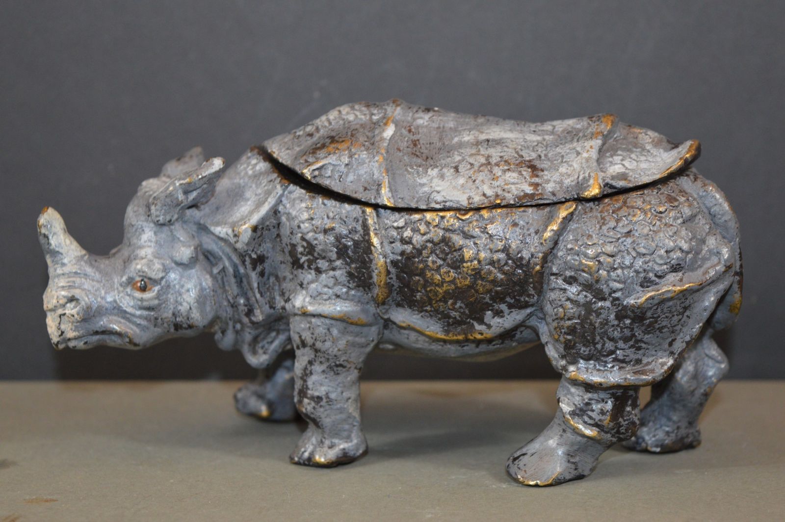 Austrian Cold Painted Bronze Rhinoceros Inkwell,C1910