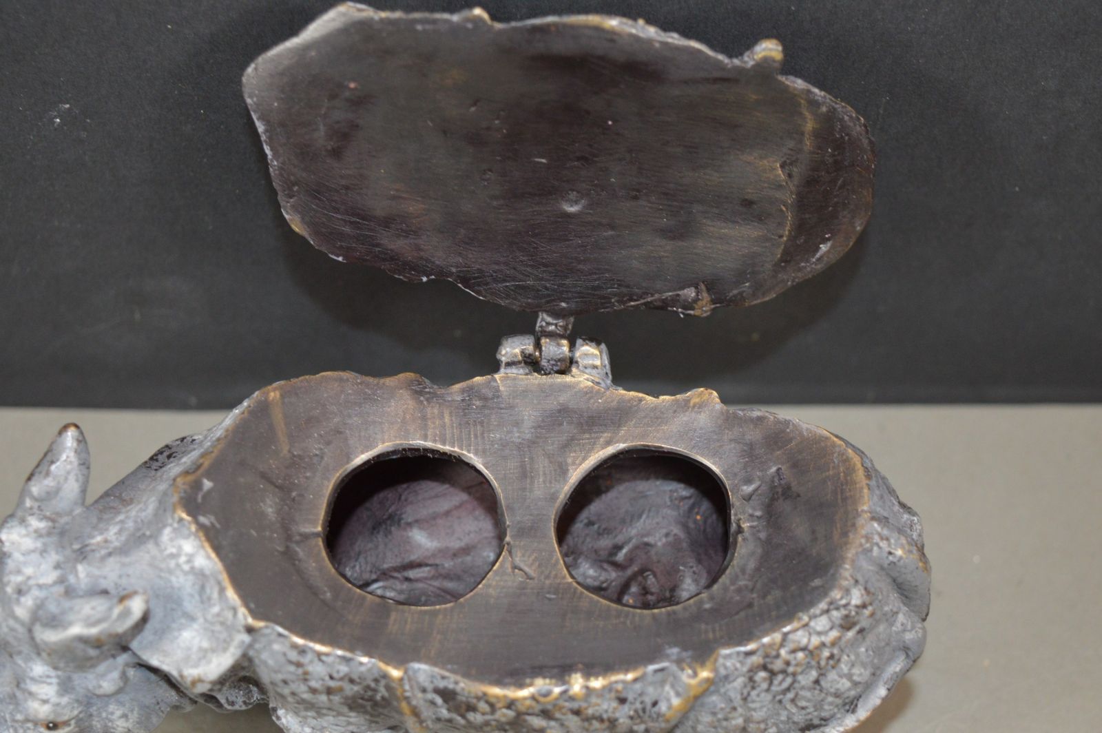 Austrian Cold Painted Bronze Rhinoceros Inkwell,C1910 photo furniture