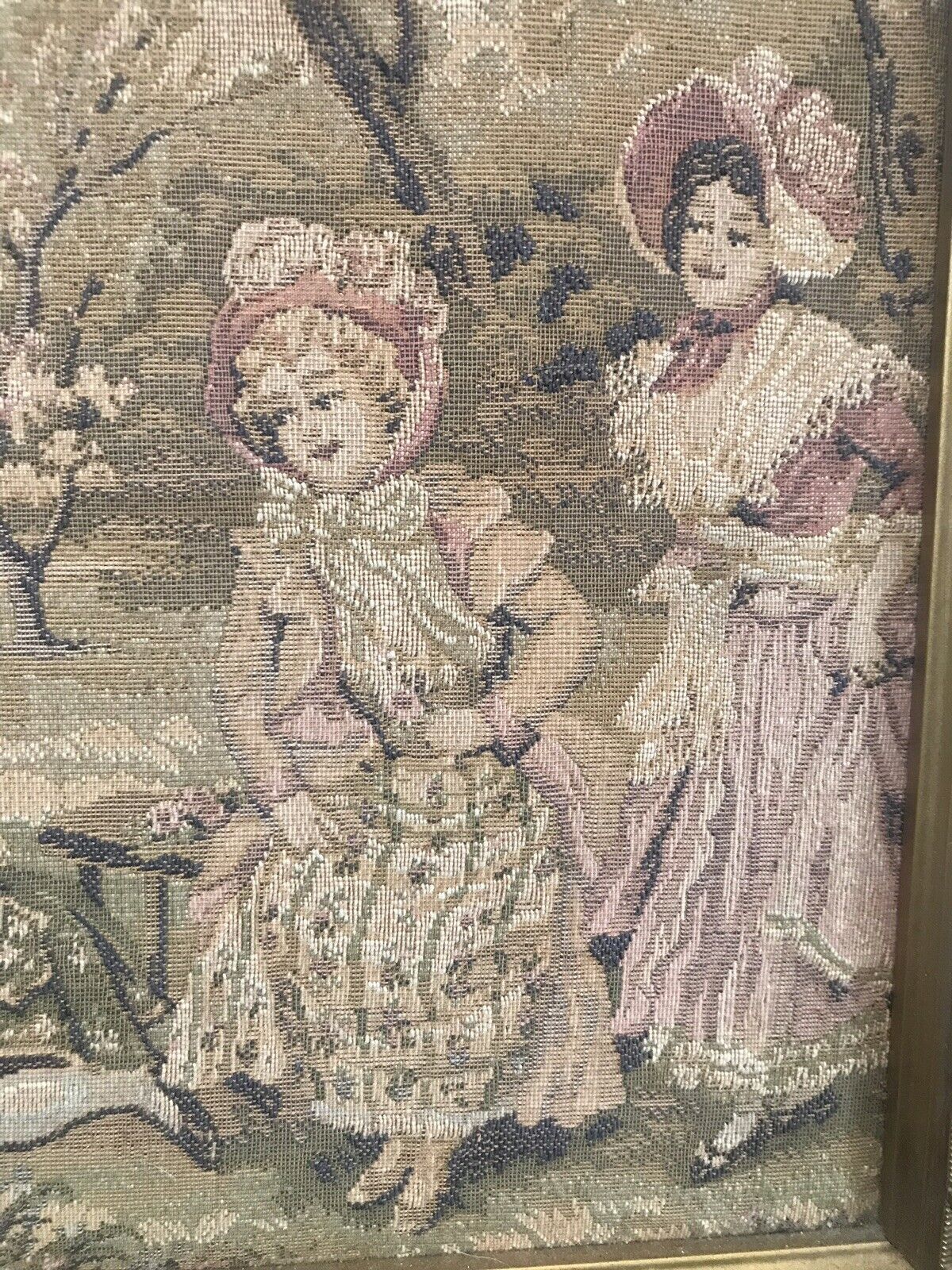 photo furniture Fine Reproduction 18th Century Style French Figures In Chateau Garden Tapestry