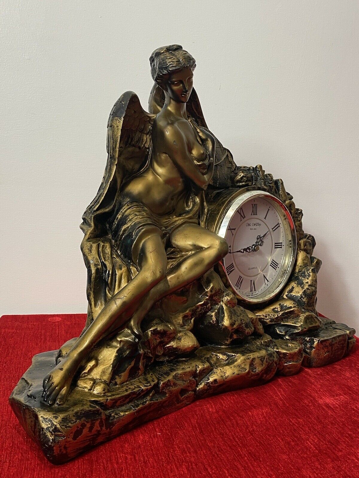Classical Athen Goddess Of Wisdom Ornate Gilded Mantle Clock W M Widdop Movement photo buy