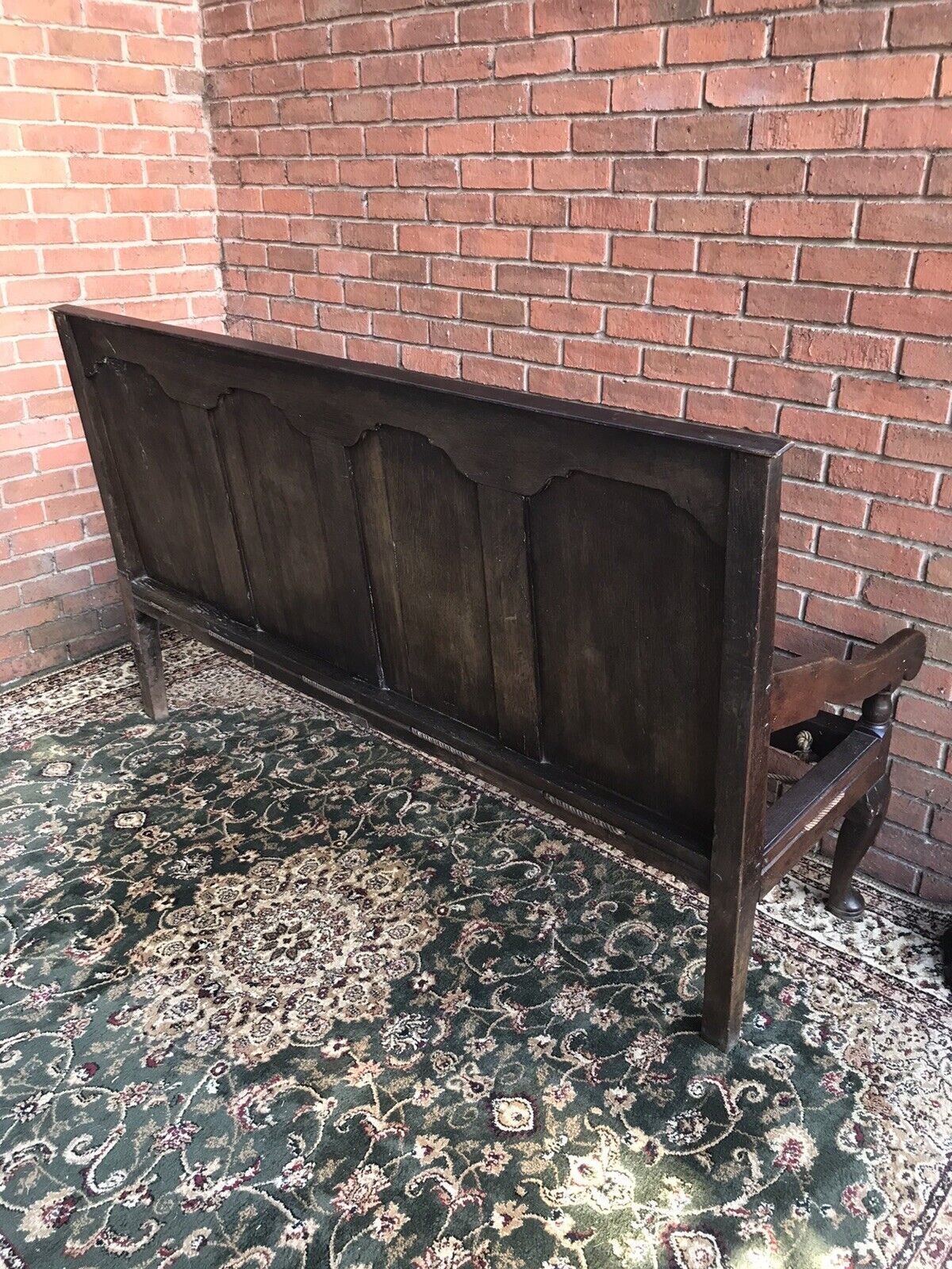 Furniture Period Antique 1760 George III Four Panel Great Hall Oak Settle photo