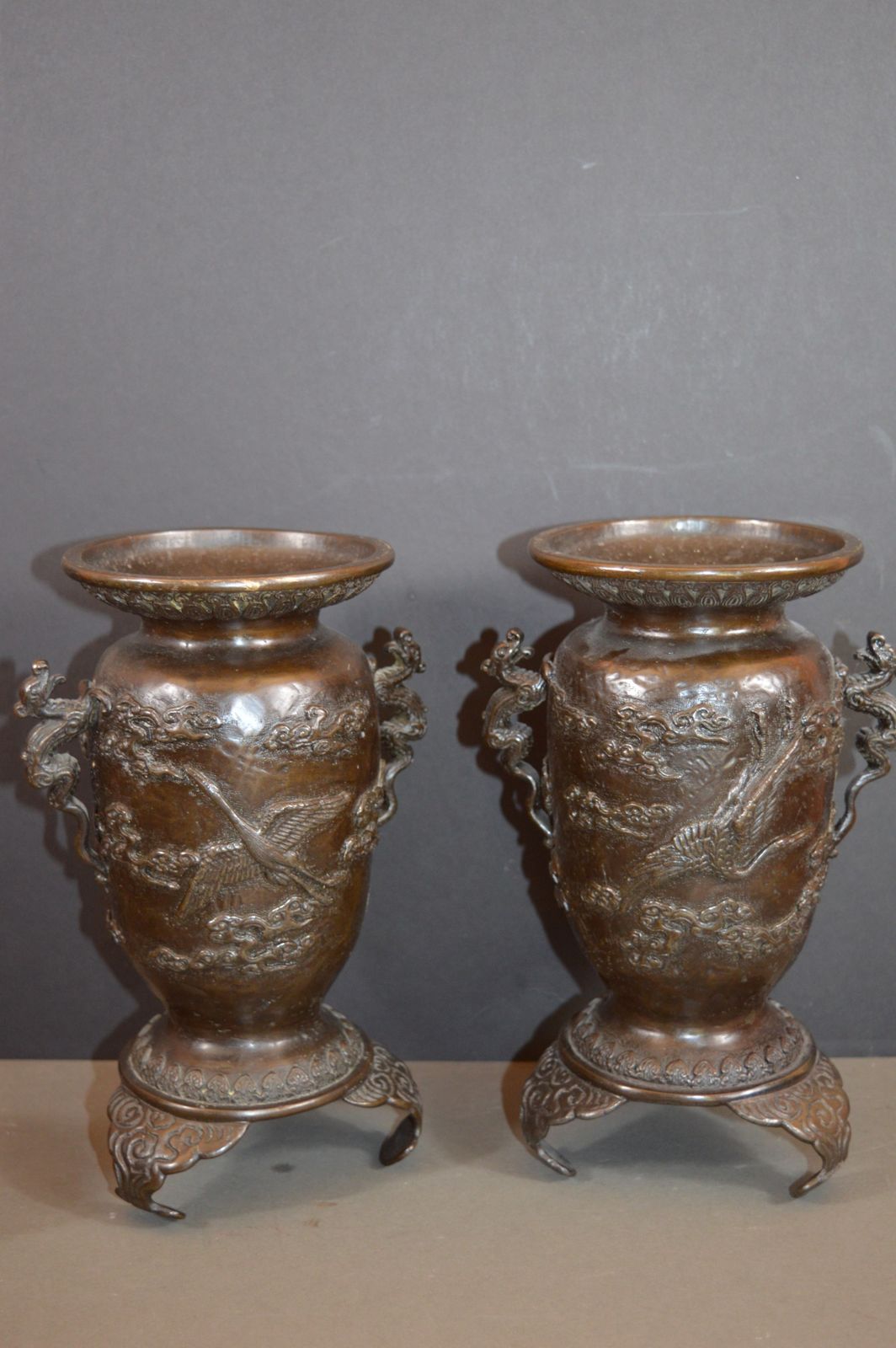 Fine Pair Japanese Bronze Vases, C1880 photo buy