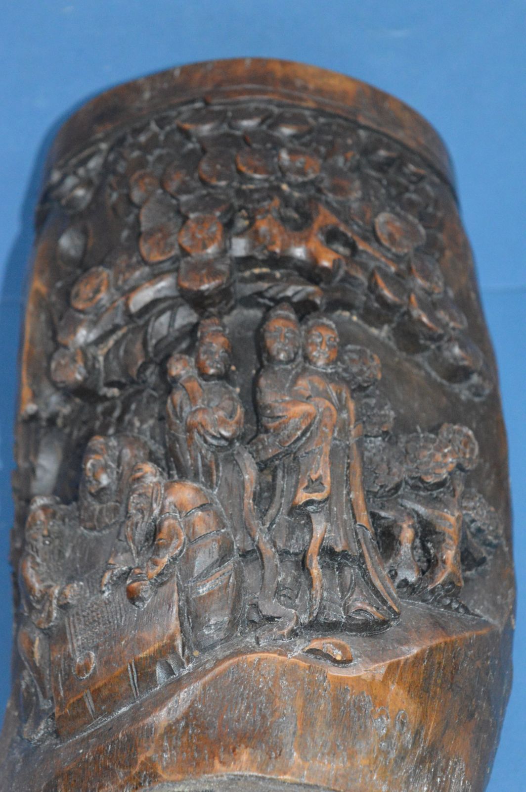 Large 19th Century Chinese Bamboo Brush Pot, Hand Carved ,C1880 photo vintage