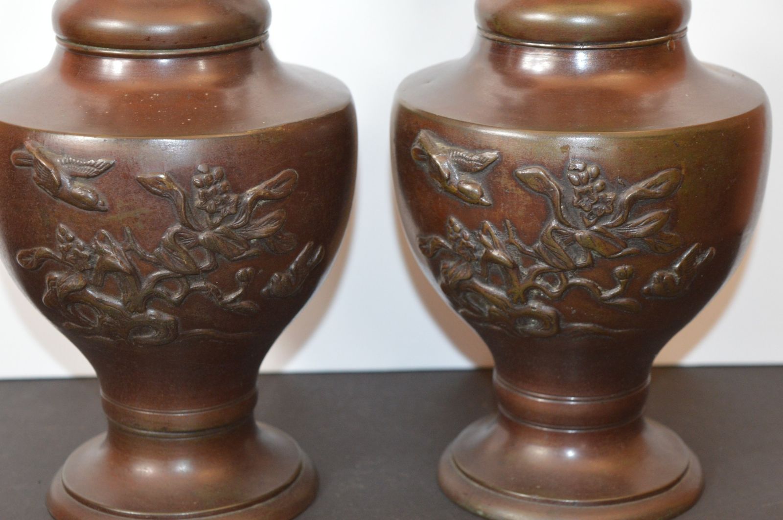 Pair Large (3.6kg) Chinese Bronze Altar Vases, C1880 photo for sale