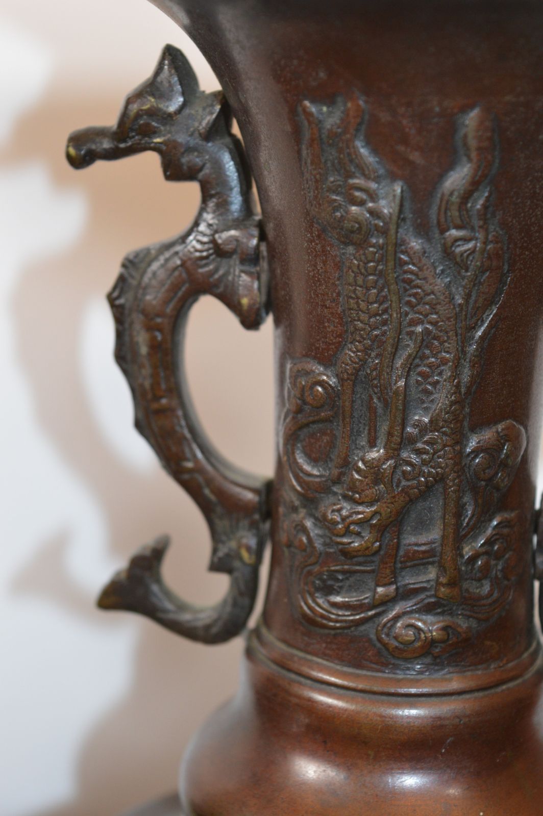 Pair Large (3.6kg) Chinese Bronze Altar Vases, C1880 photo vinterior