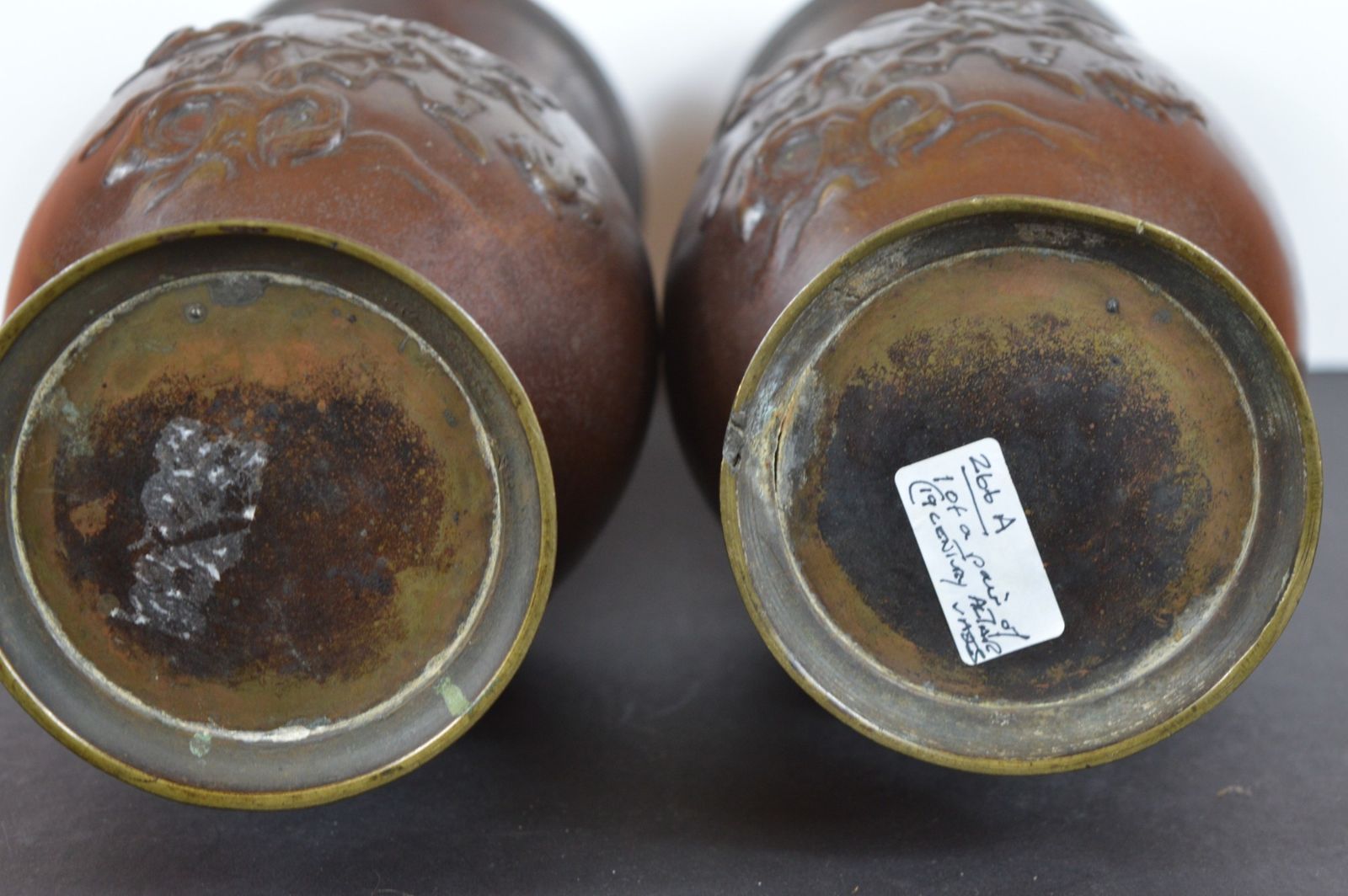 photo buy Pair Large (3.6kg) Chinese Bronze Altar Vases, C1880