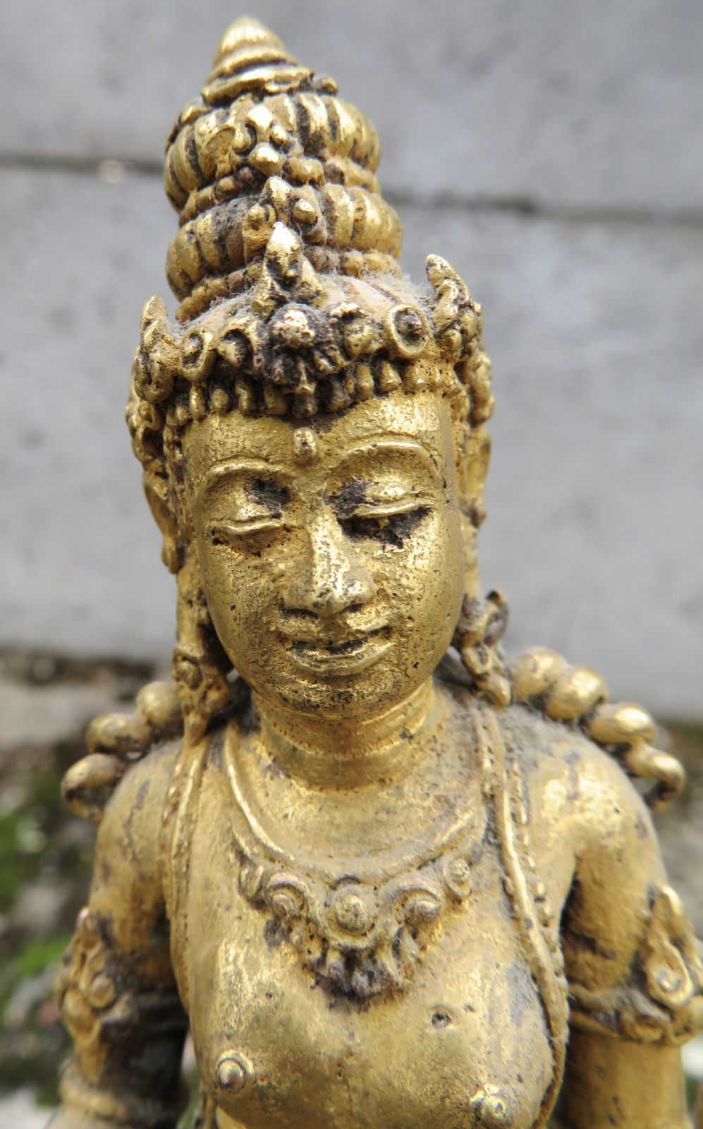 Masterpiece Museum Javanese Gold Gilded Standing Dewi Tara Statuette. 10th 13th Century. photo for sale
