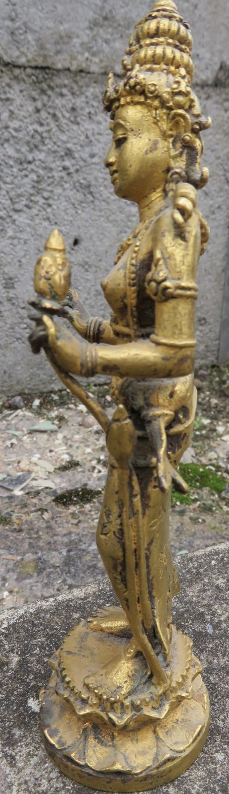 Masterpiece Museum Javanese Gold Gilded Standing Dewi Tara Statuette. 10th 13th Century. photo 2345.0