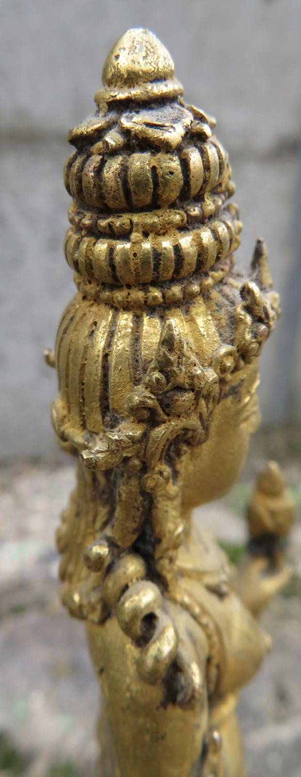 photo furniture Masterpiece Museum Javanese Gold Gilded Standing Dewi Tara Statuette. 10th 13th Century.