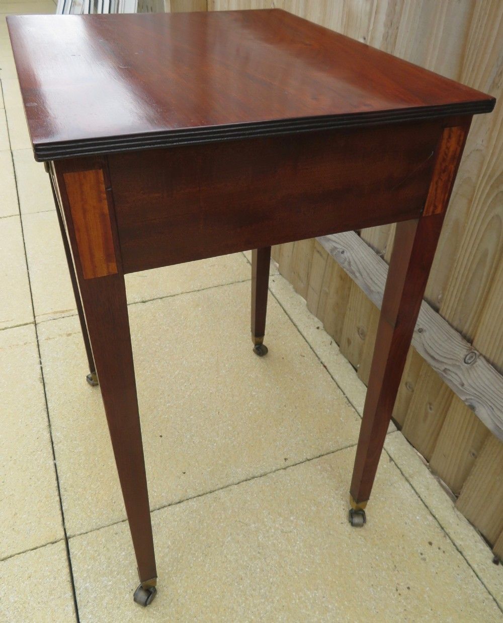 A Very Elegant Early 19th Century Mahogany & Satinwood Inlaid Side Lamp Writing Table photo vinterior