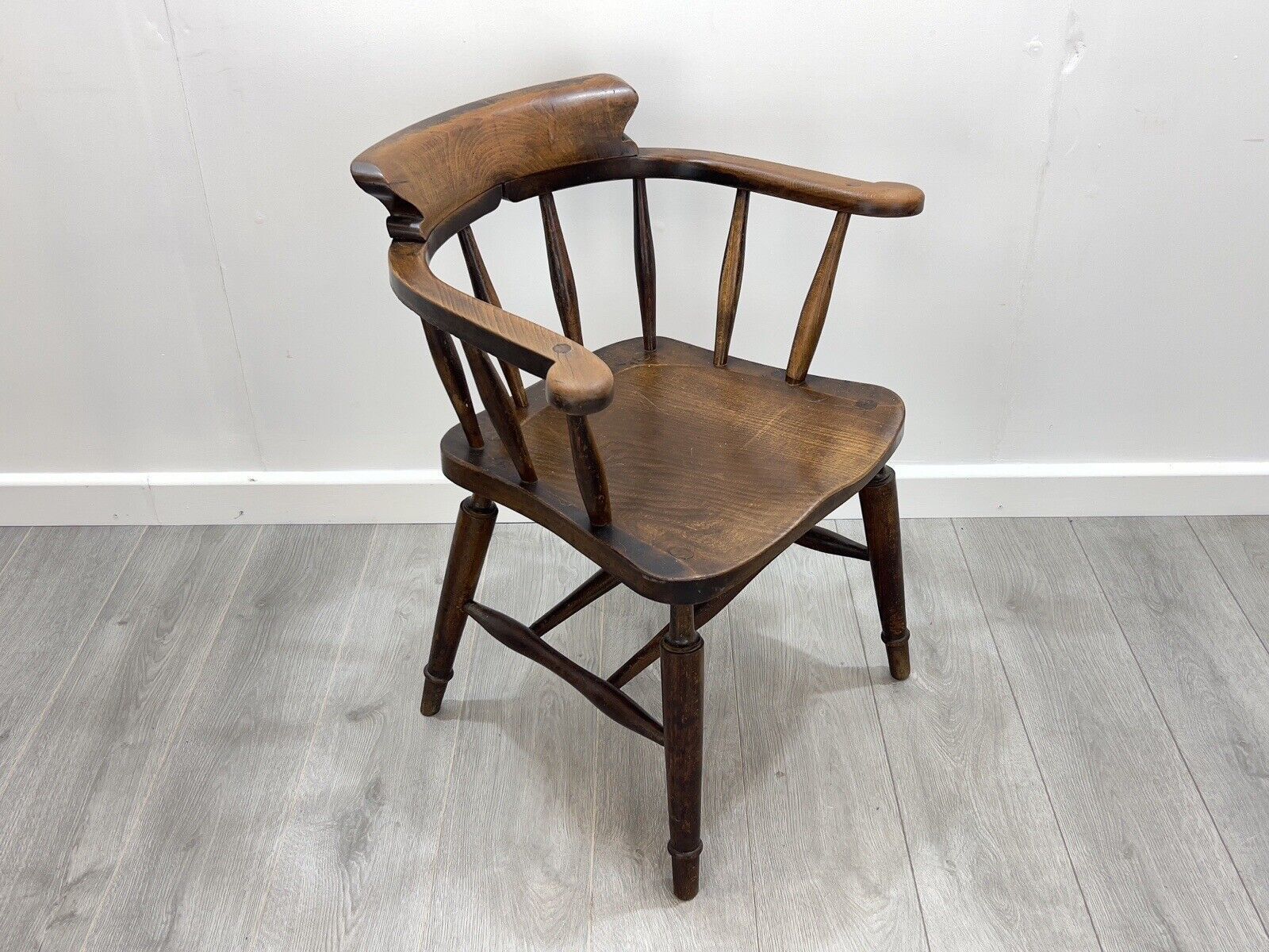 19th Century, Dark Elm Smokers Chair photo furniture