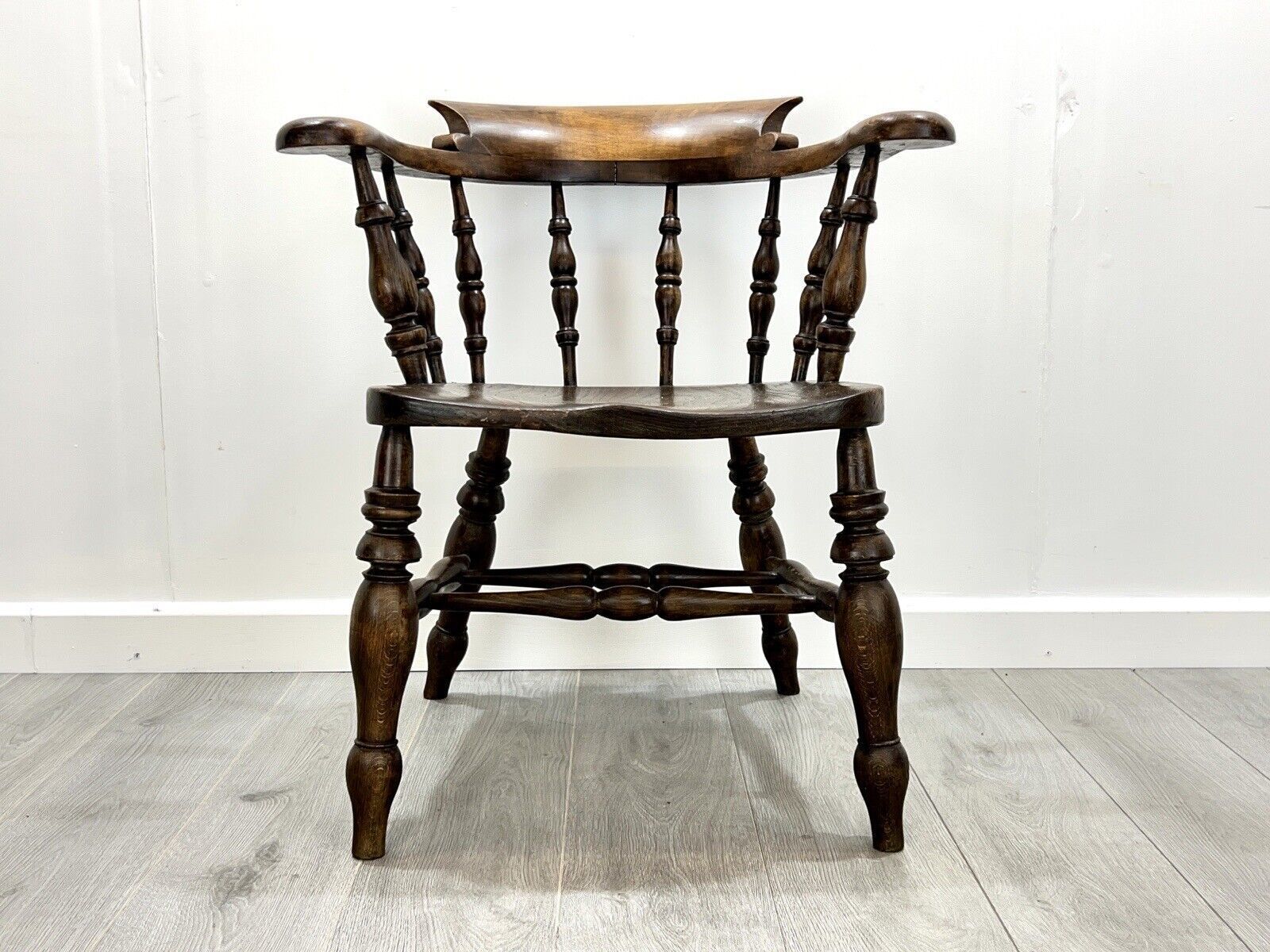 19th Century, Dark Elm Smokers Chair photo furniture