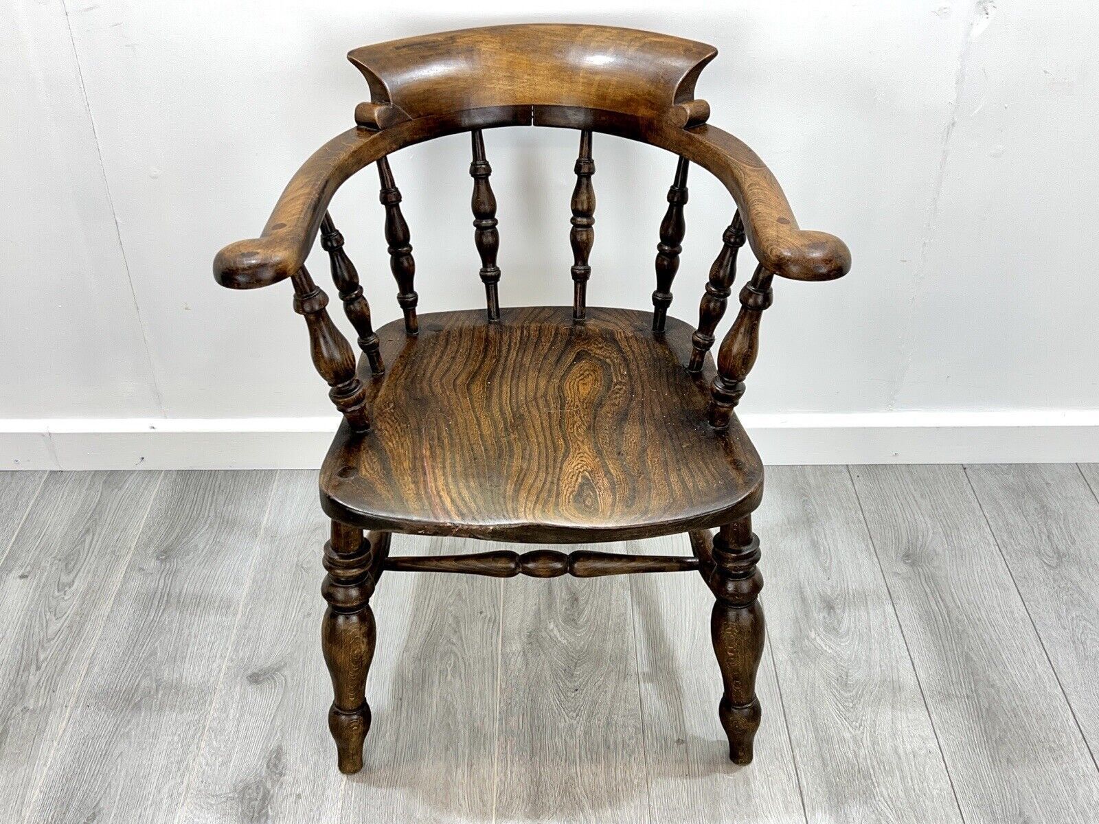 19th Century, Dark Elm Smokers Chair photo for sale