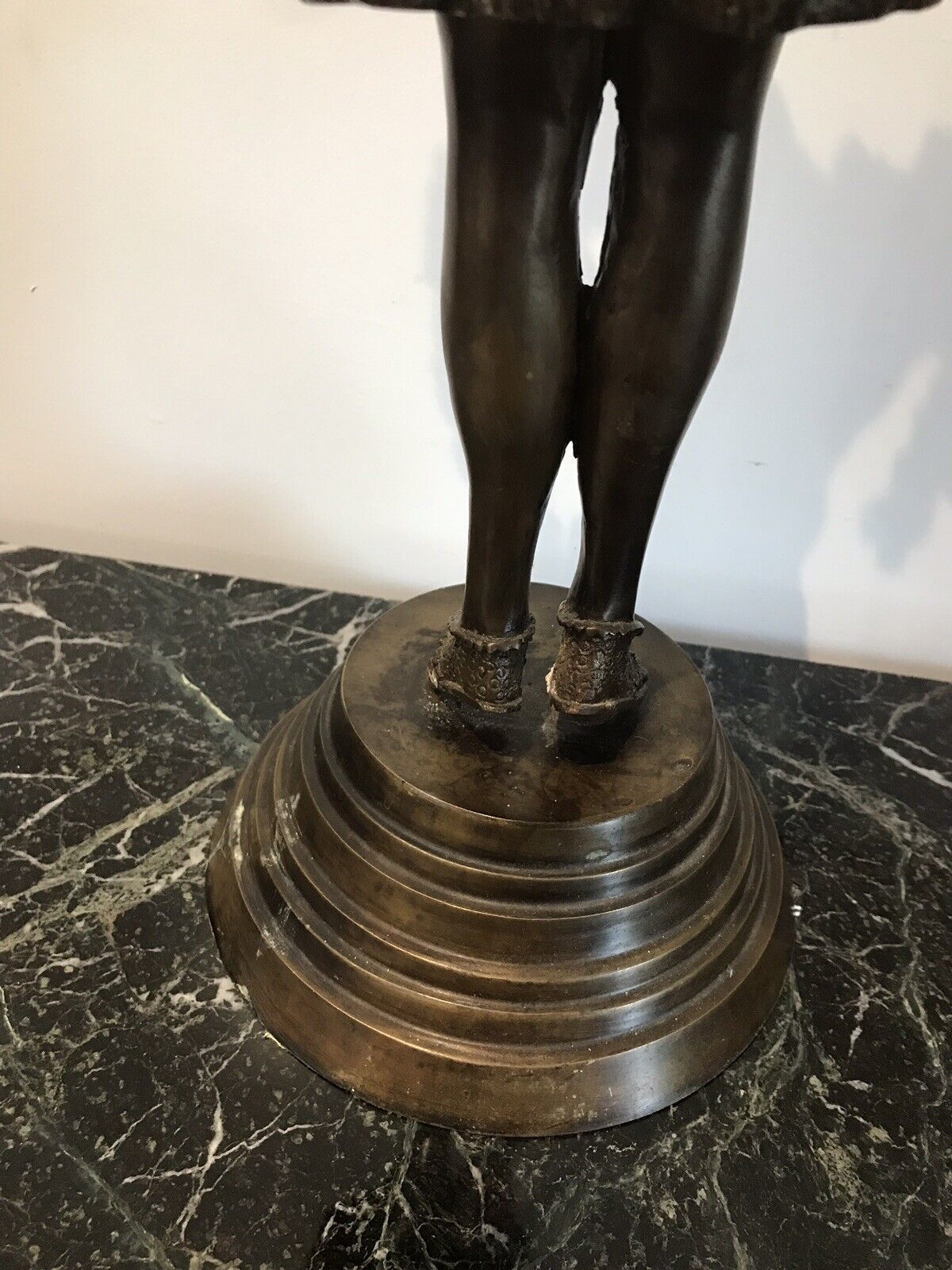 Art Nouveau Style Bronze Statue Of Dancing Girl Upon Bronze Circular Base photo vinterior