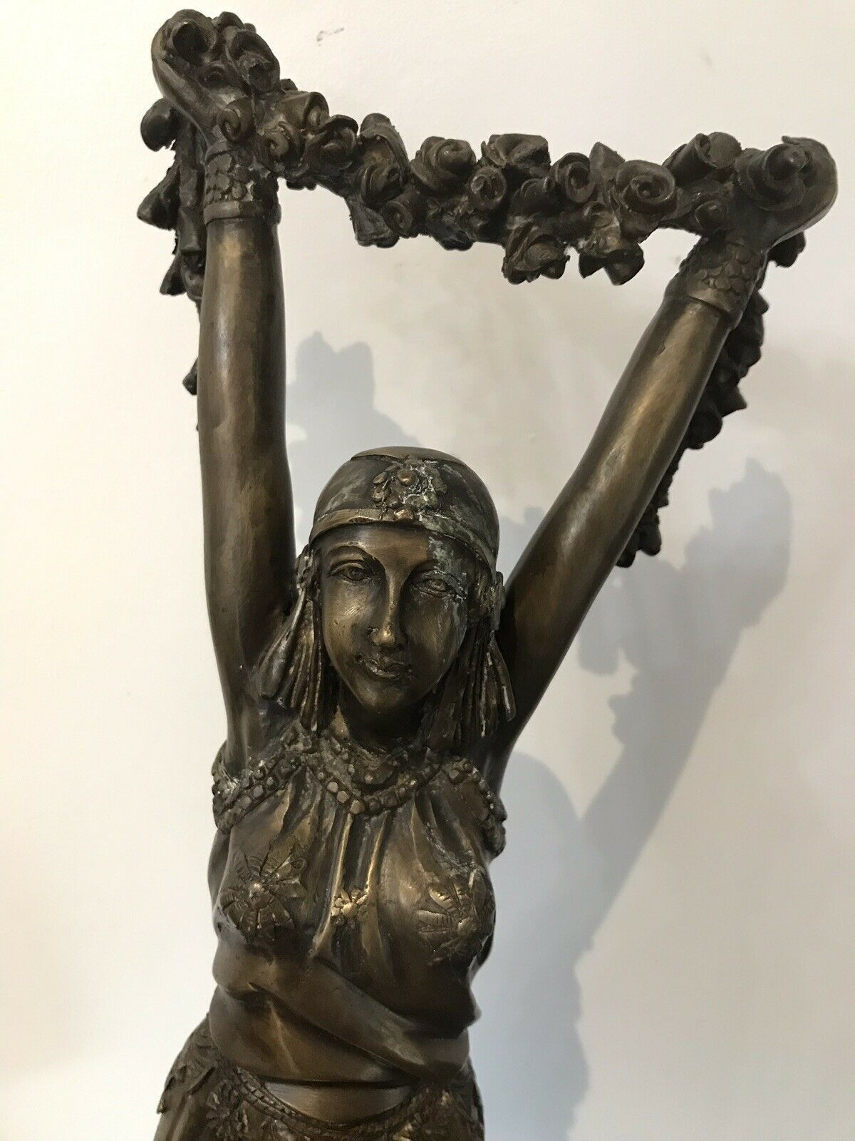 photo furniture Art Nouveau Style Bronze Statue Of Dancing Girl Upon Bronze Circular Base