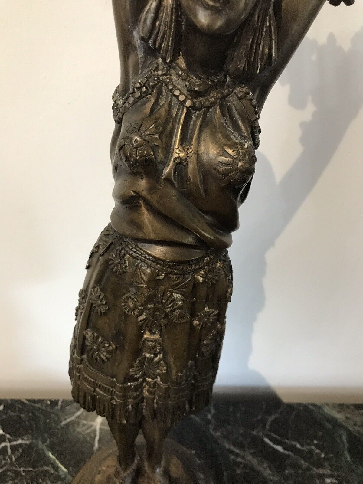 photo for sale Art Nouveau Style Bronze Statue Of Dancing Girl Upon Bronze Circular Base