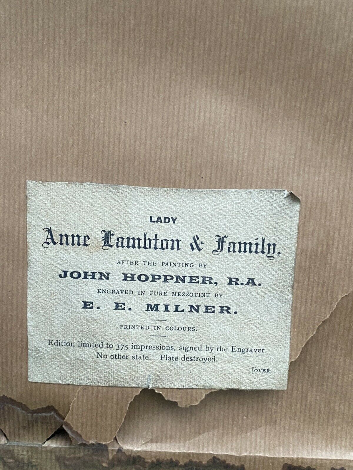 775.0 Period Mezzotint Depicting Lady Lambton And Family After John Hoppner Ra Signed photo