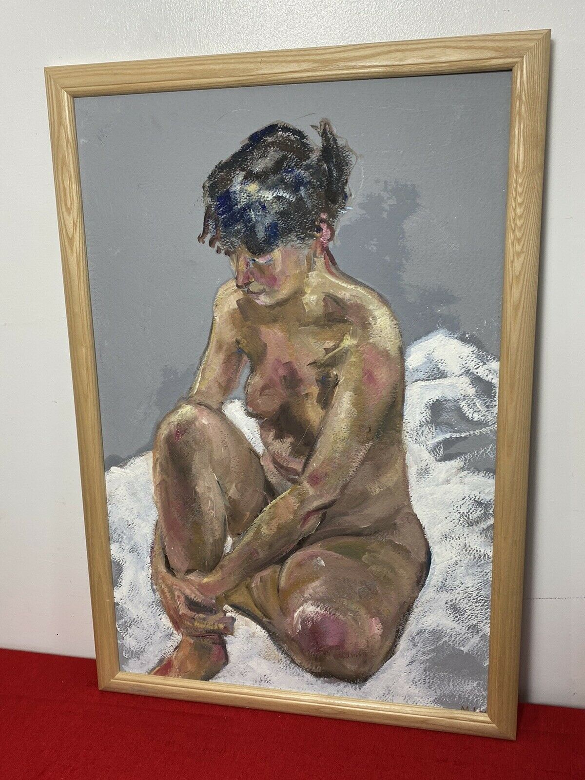 Sitting Female Nude Contemplation Study In Oil By Artist Michael Jenkins photo 750.0