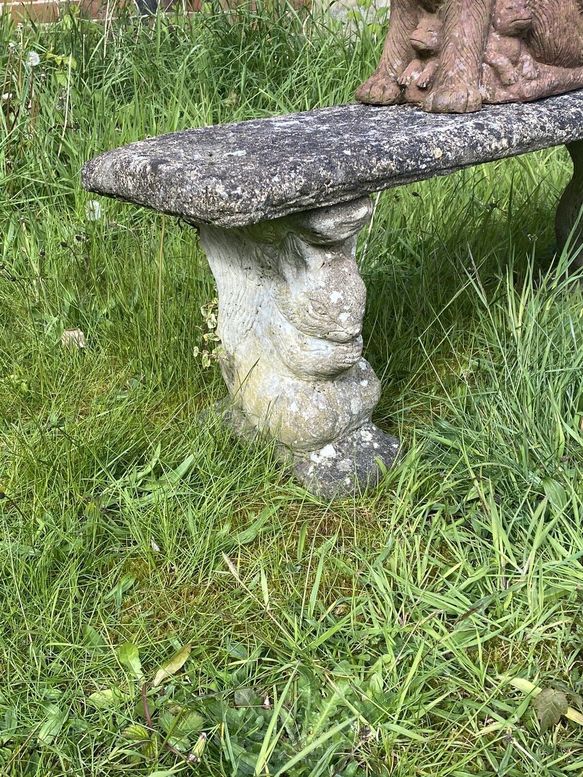 Vintage Garden Seat With Grey Squirrel Plinths photo buy