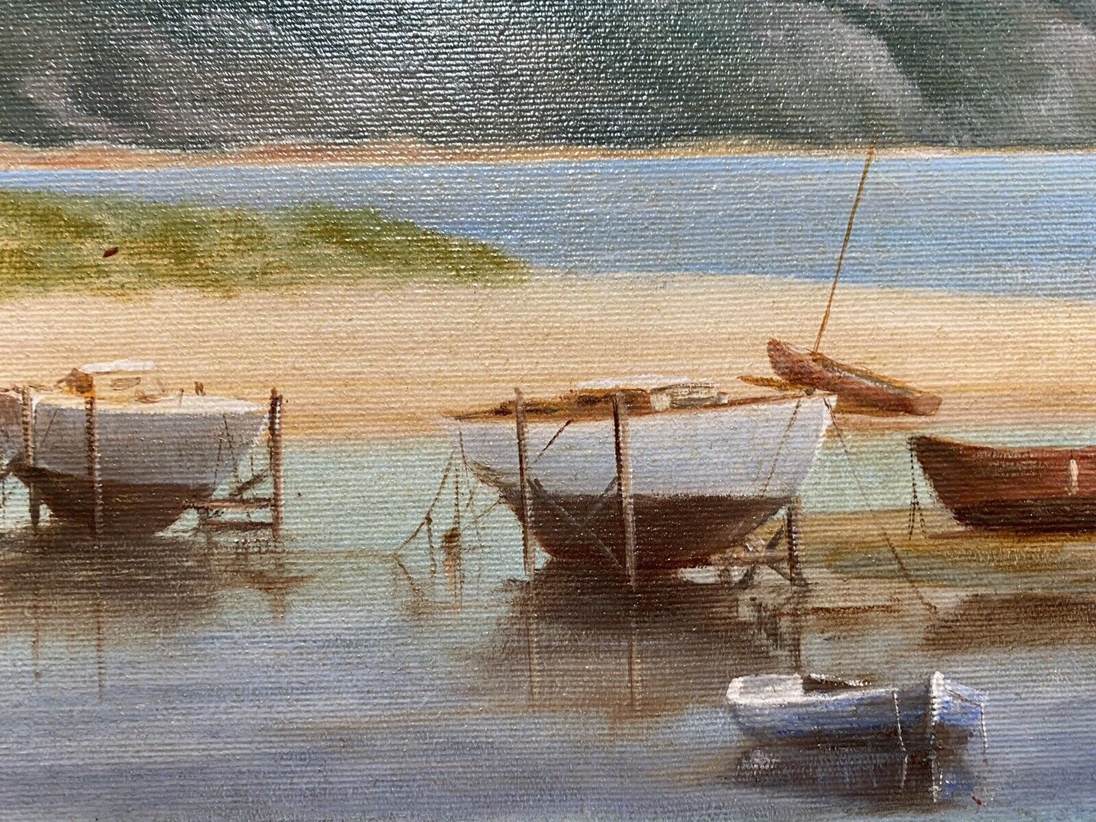 Sailing Boats In The Bay During Low Tide Oil On Canvas By James Horne photo vintage