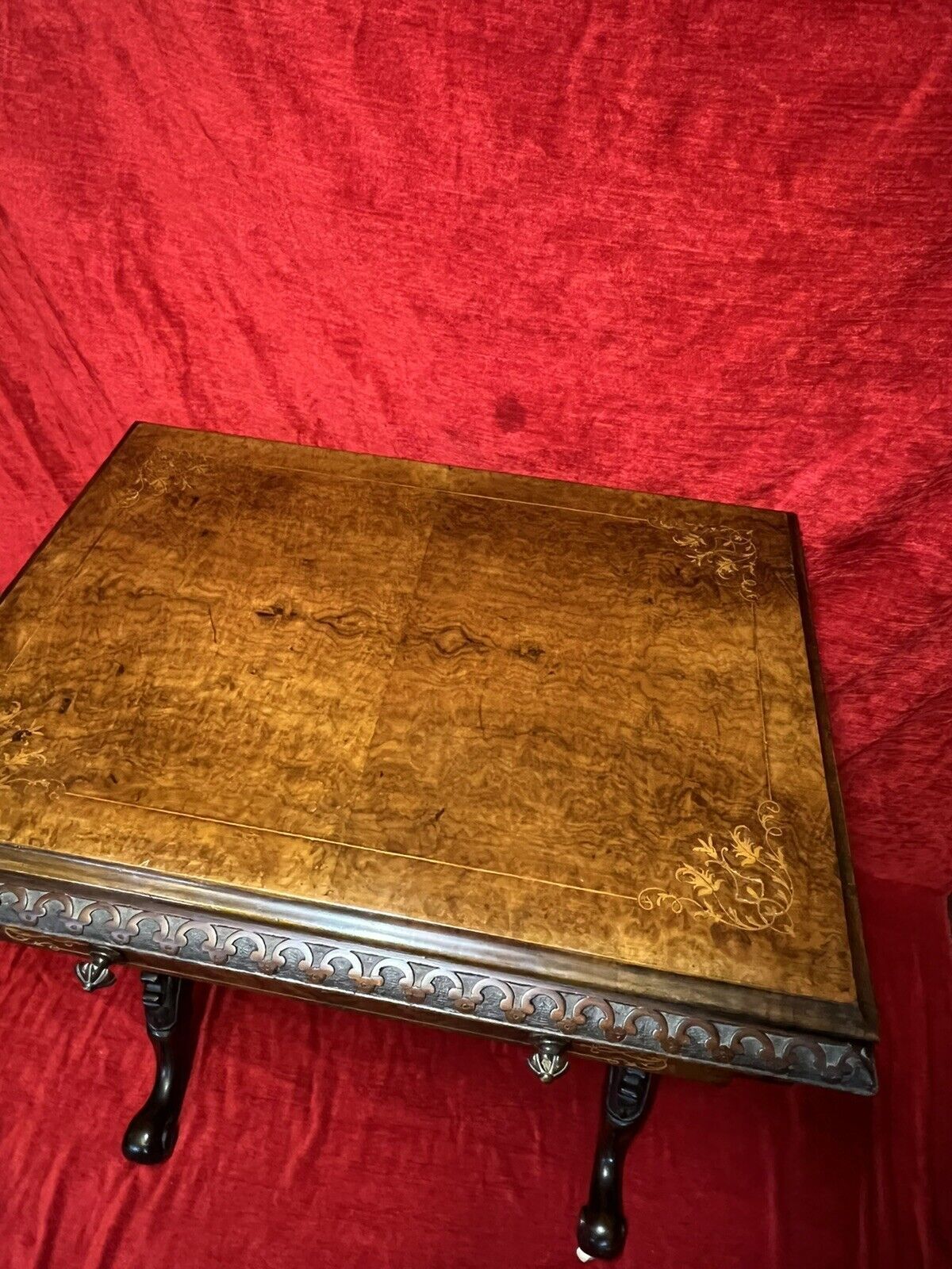 photo furniture Victorian C1860 Museum Quality Burl Walnut And Marquetry Inlaid Sewing Table