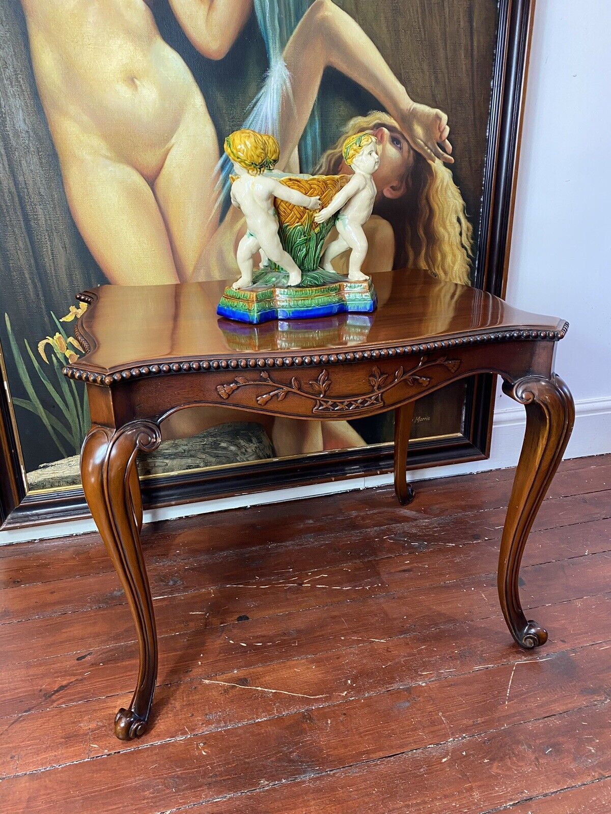 Stunning Elmwood Augustus Pugin Style Gothic Carved Centre Table photo Furniture