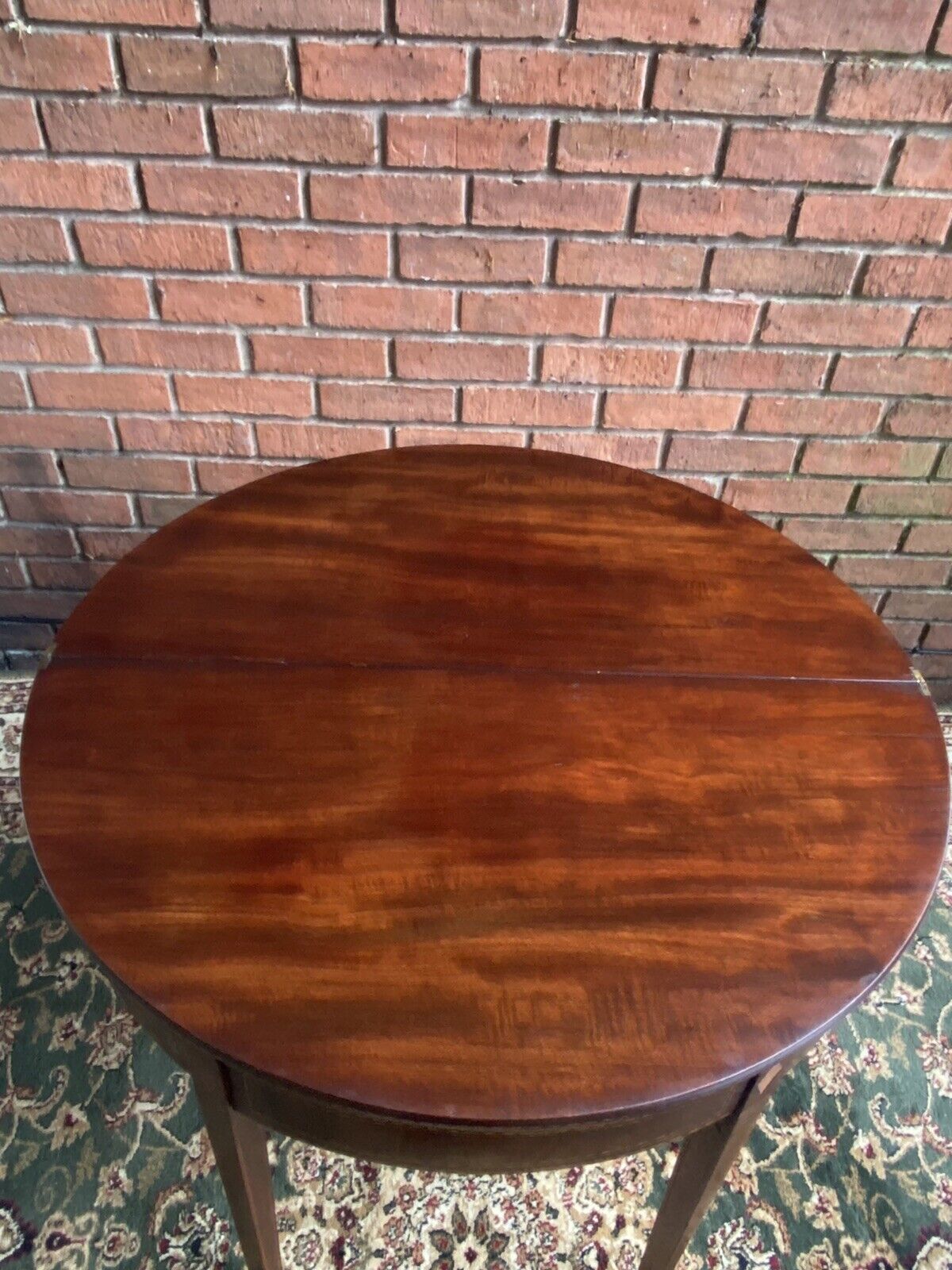 Period Antique George III Demi Lune Turnover Tea Table In Rich Plum Mahogany photo vintage