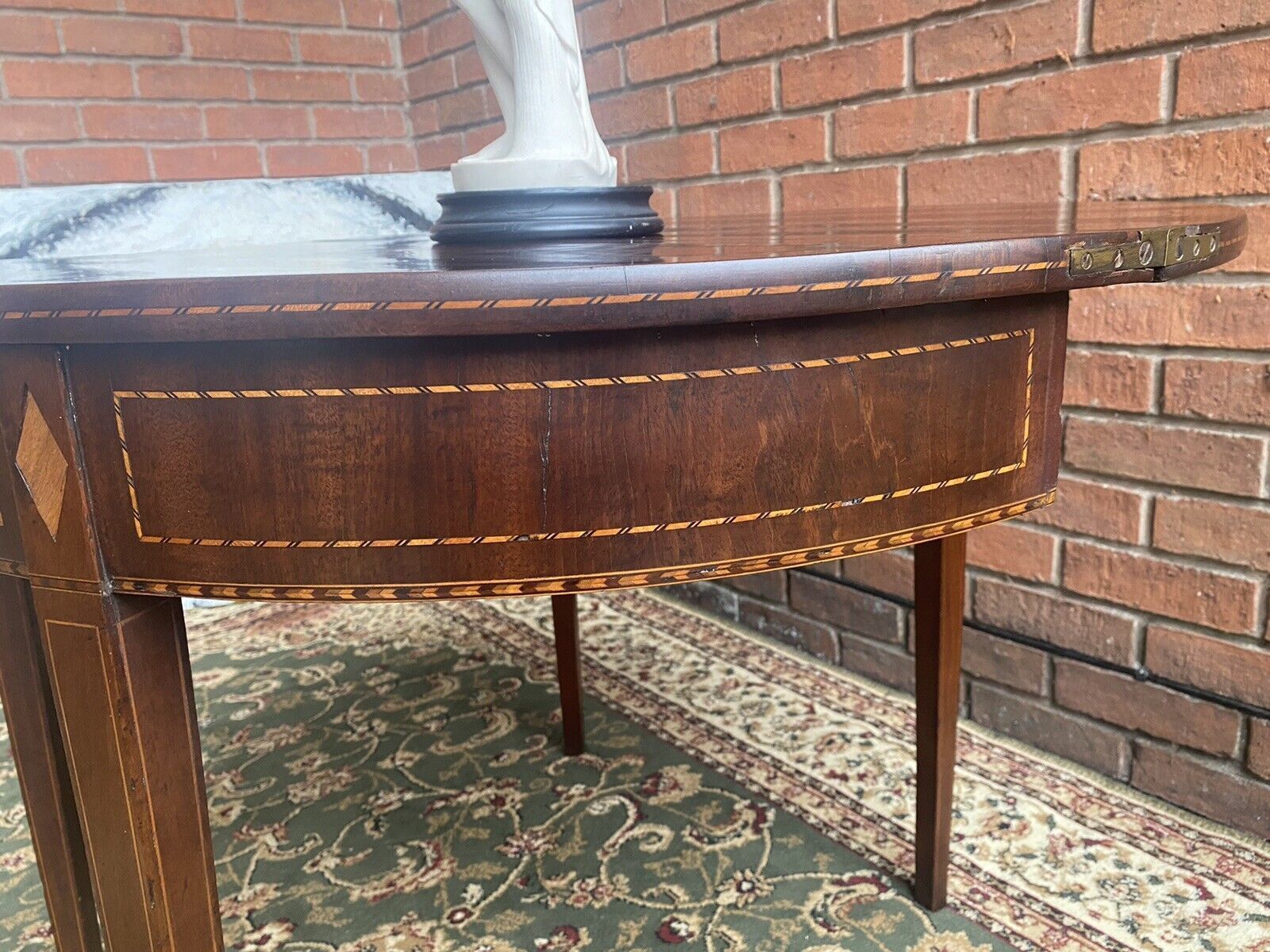 photo furniture Period Antique George III Demi Lune Turnover Tea Table In Rich Plum Mahogany