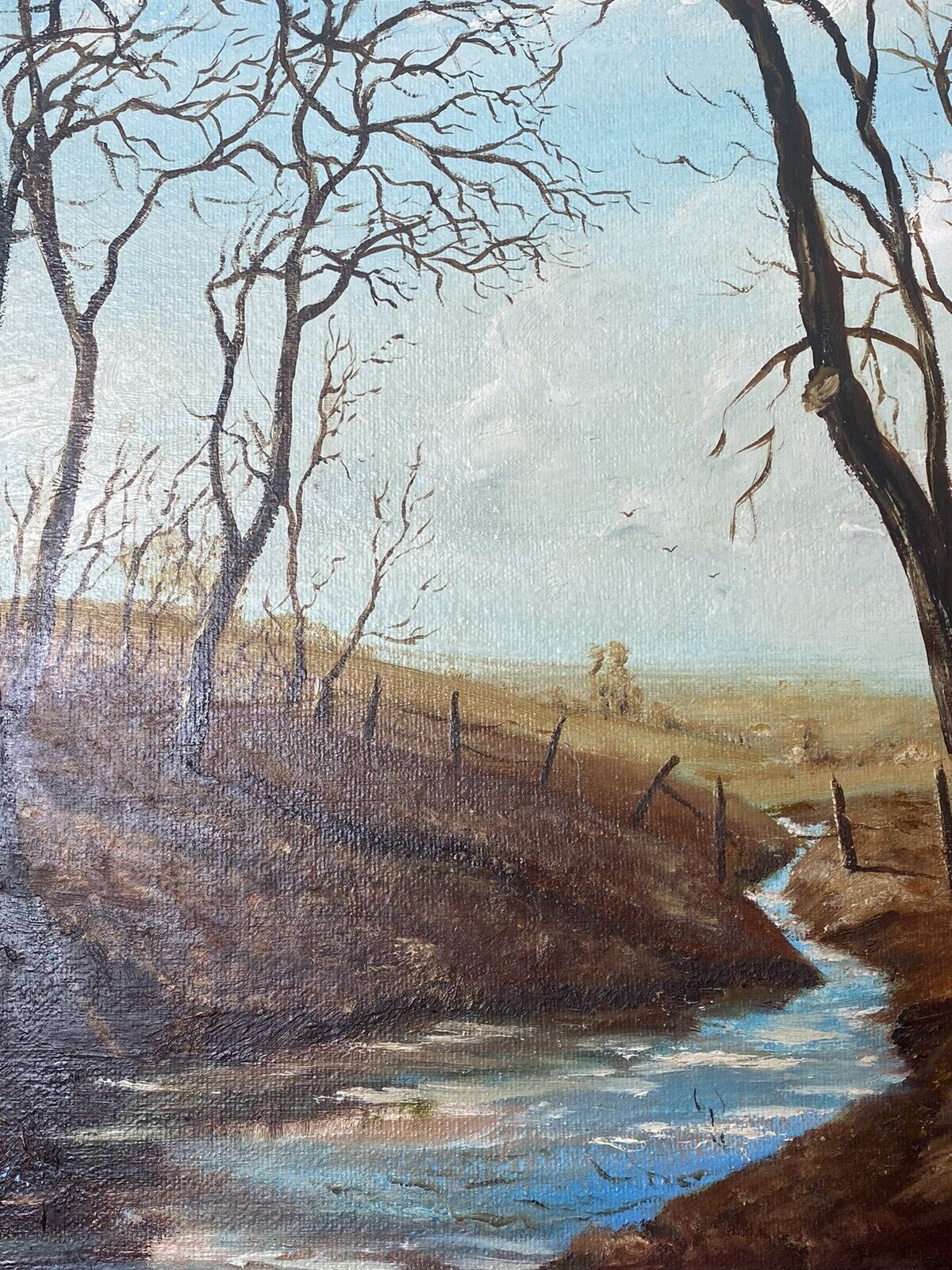 20th Century Winter Landscape Oil Artwork Titled 'Sun In December' J K Witton photo vinterior