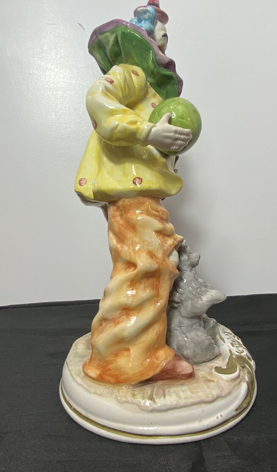 Magnificent Large Capodimonte Bright Glazed Clown Figurine With Dog Companion photo buy