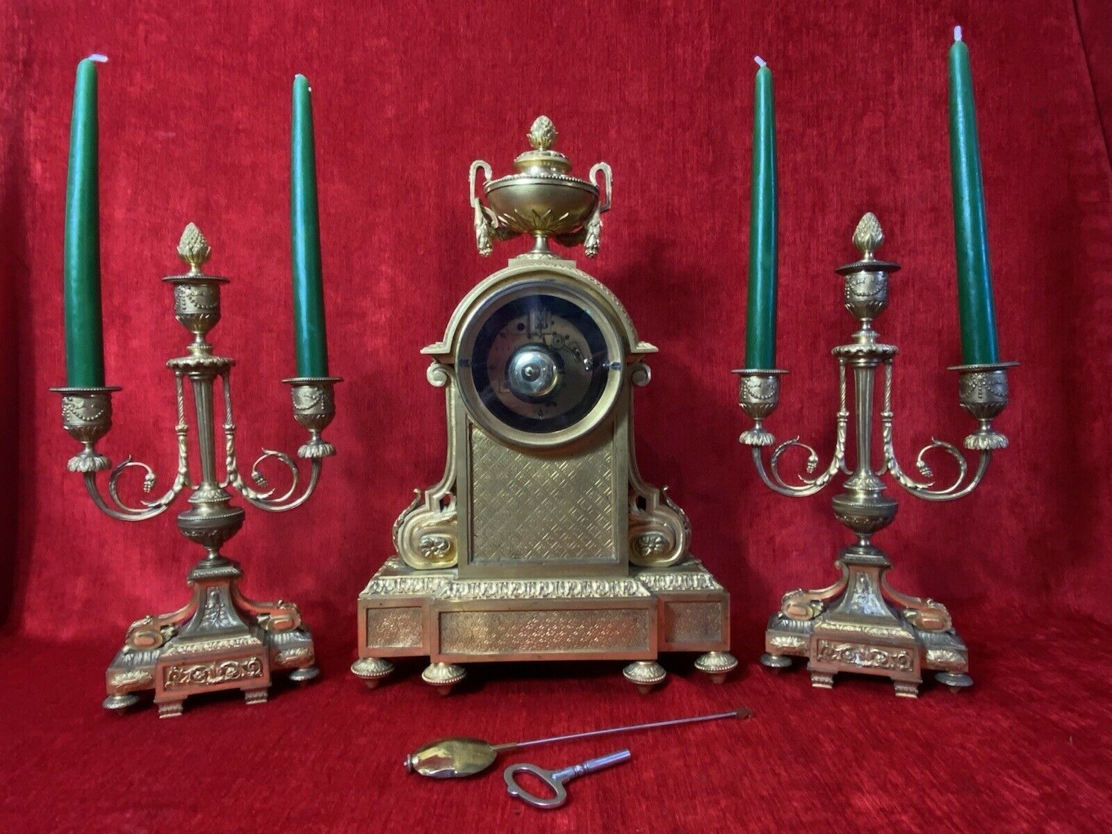 photo furniture 19th Century Japy Freres Bronze Ormolu Museum Quality Mantle Clock Garniture