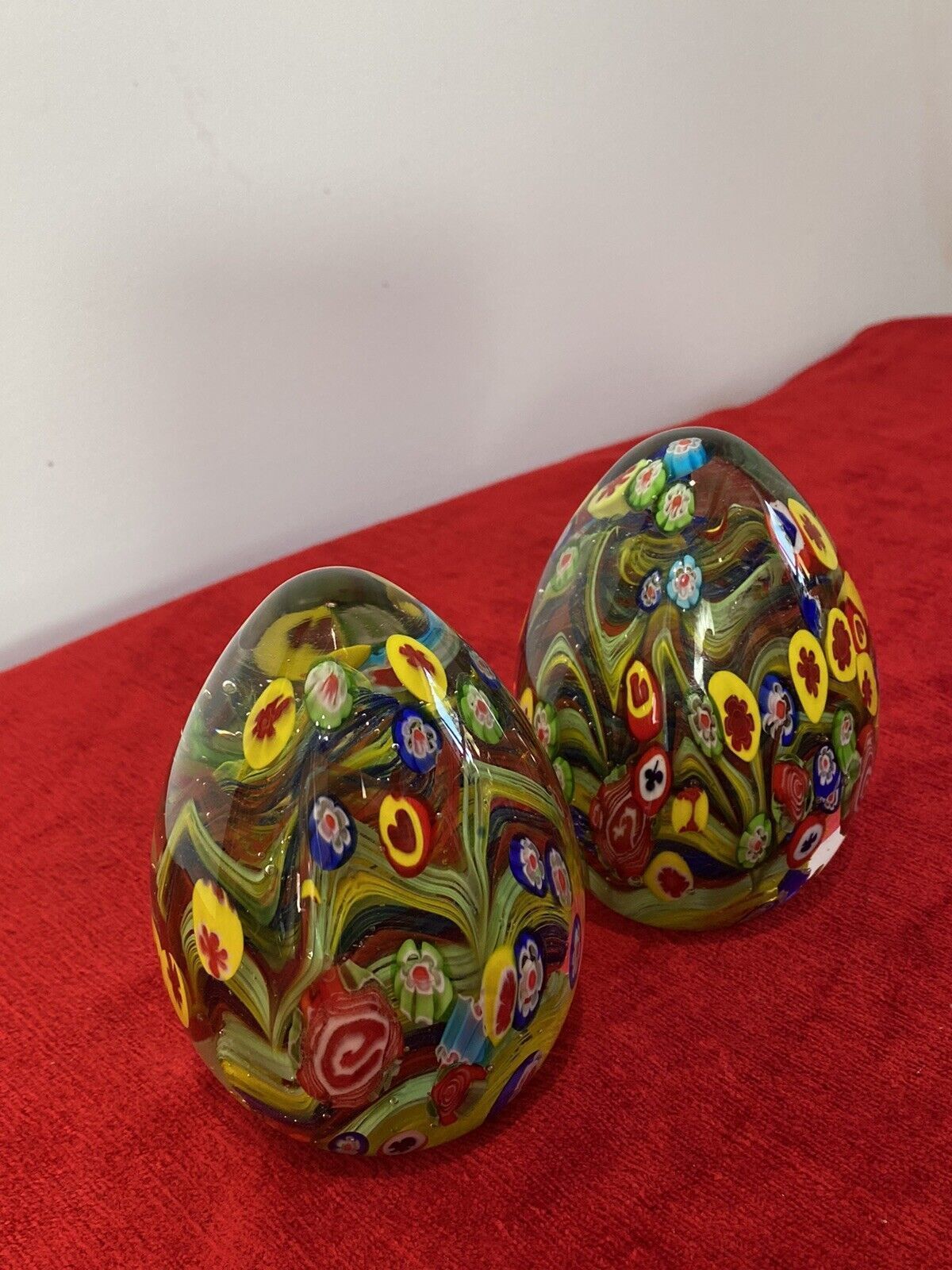 Home Decor Rare Pair Of Baccarat Multi Coloured Modular Globe Domed Paper Weights photo
