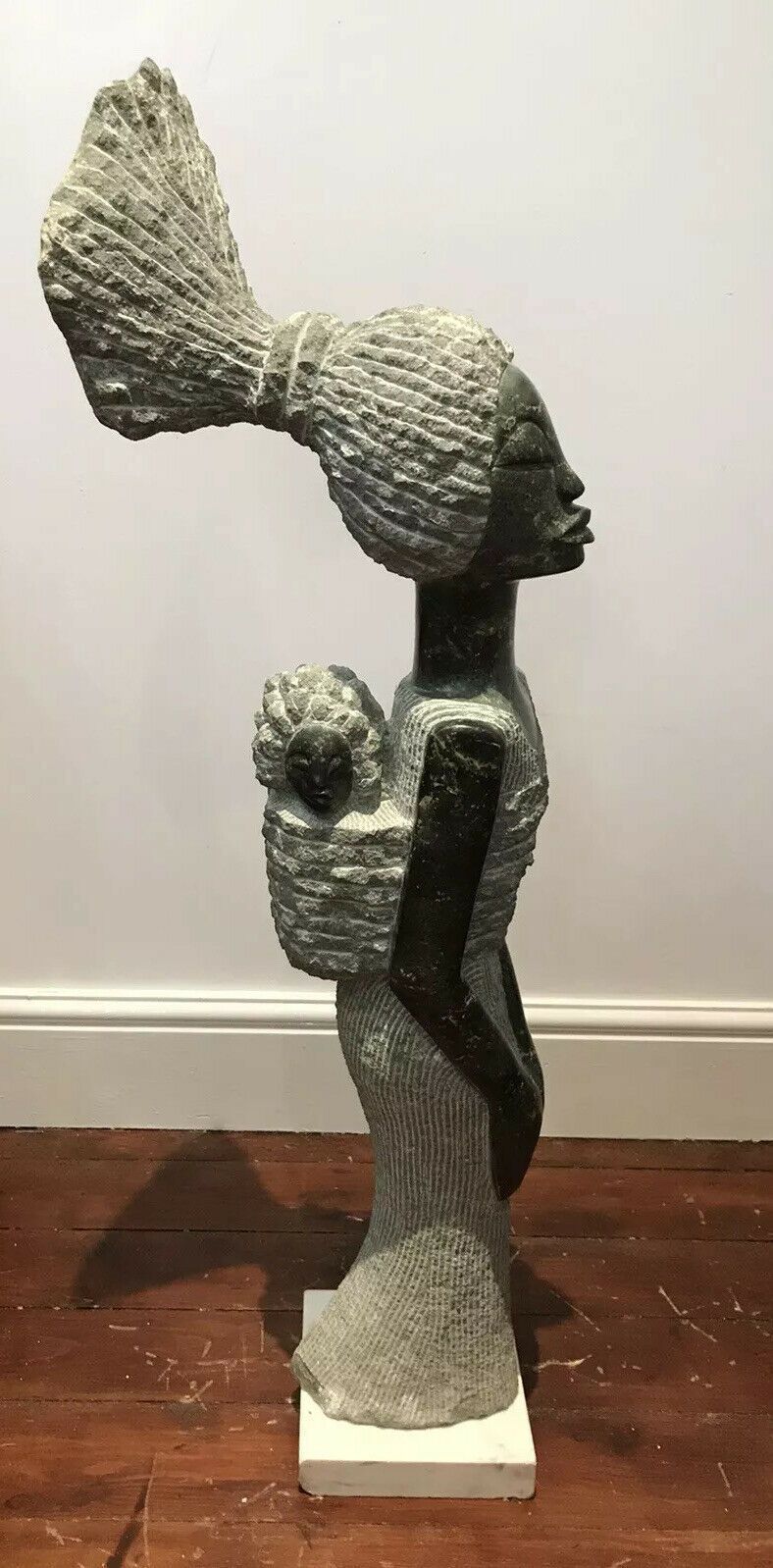 African Marble 20th Century Mother And Child Sculpture By Tendai Mutinhima