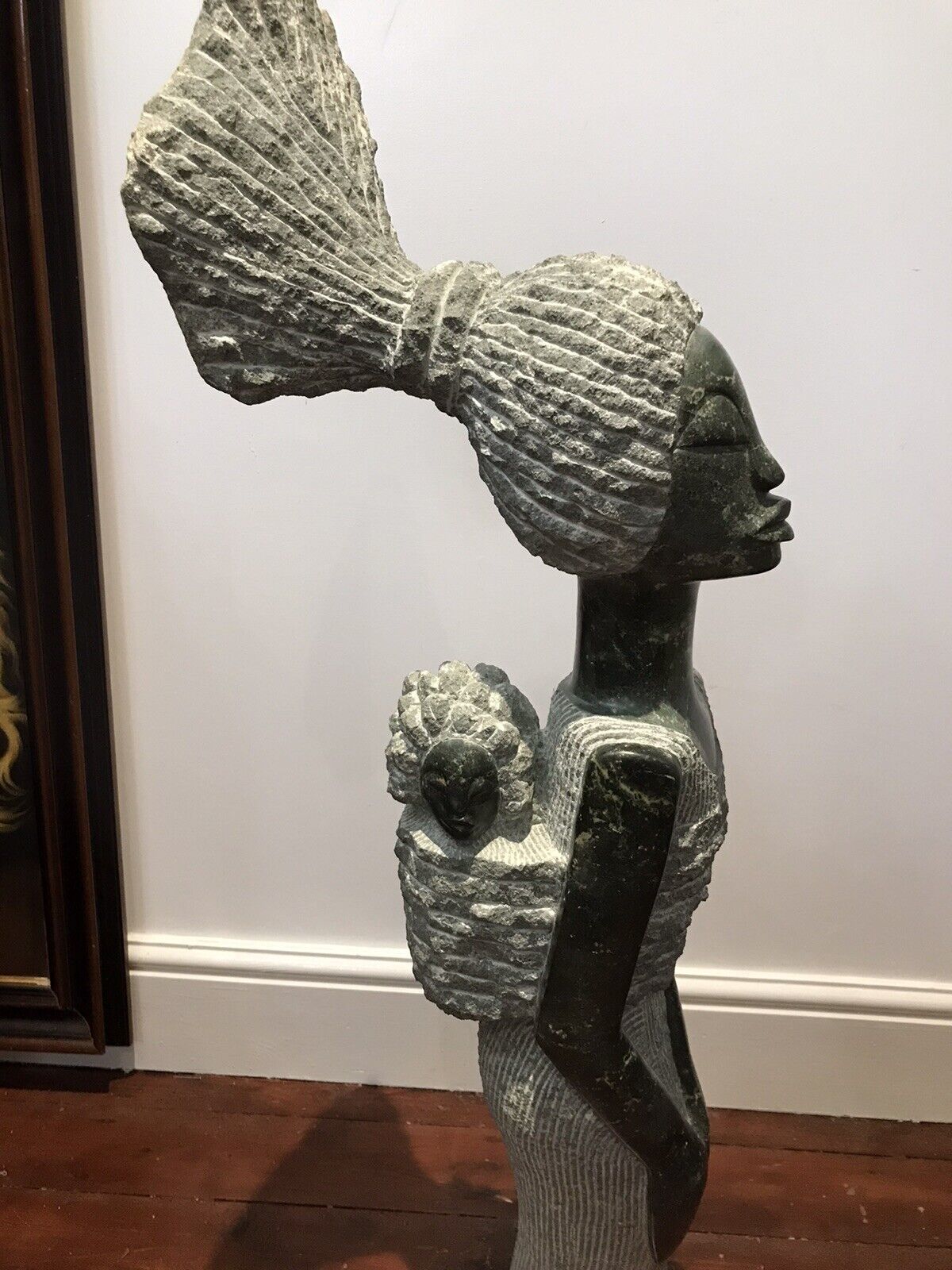 Home Decor African Marble 20th Century Mother And Child Sculpture By Tendai Mutinhima photo