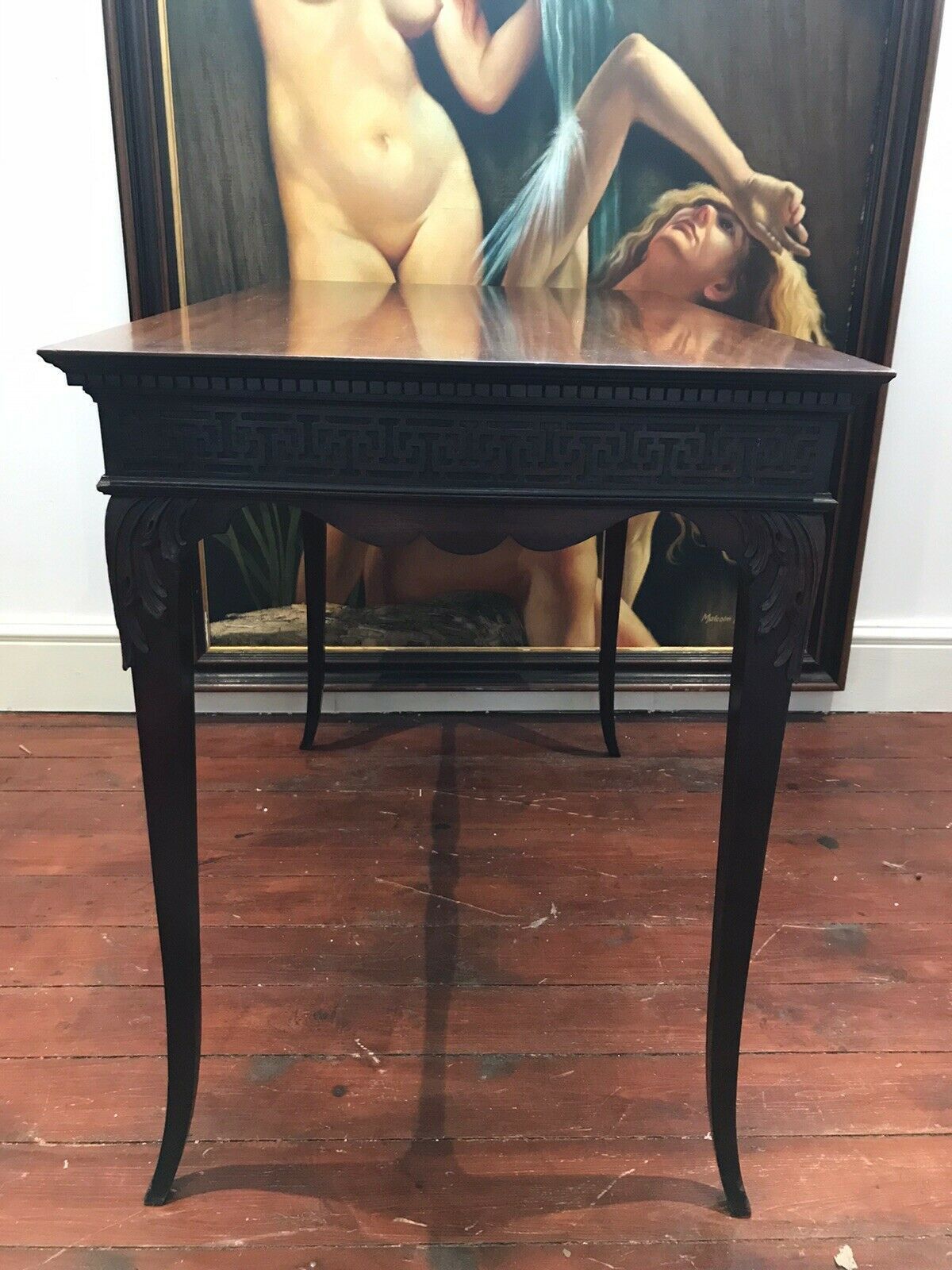 Rare Plum Mahogany Period Antique Chippendale Revival Circa 1890 Silver Table photo 975.0