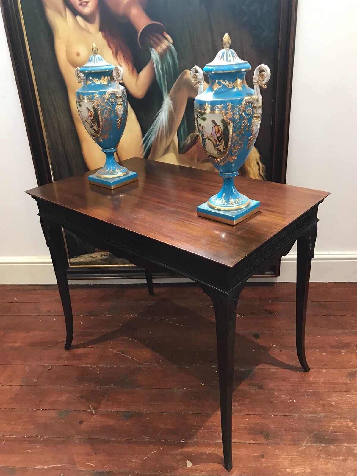 photo furniture Rare Plum Mahogany Period Antique Chippendale Revival Circa 1890 Silver Table