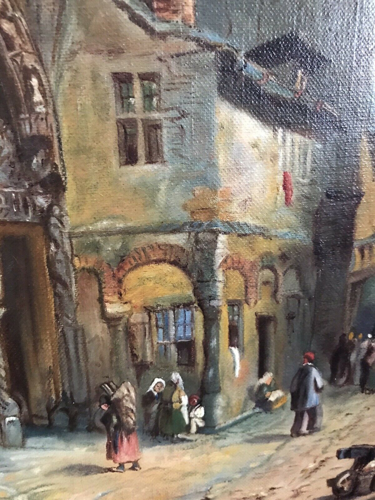 photo furniture Late 19th Century French Landscape Catherdral Scene Oil On Canvas
