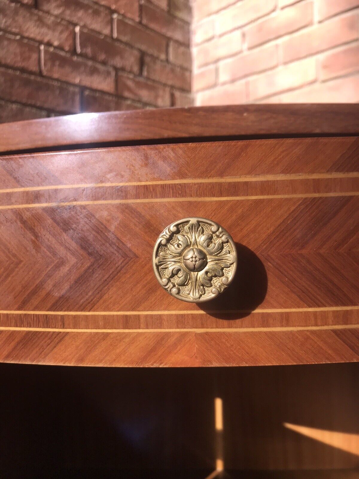 photo furniture Italianate Marquetry Bow Front Commode With Romantic Floral Bouquet Inlays