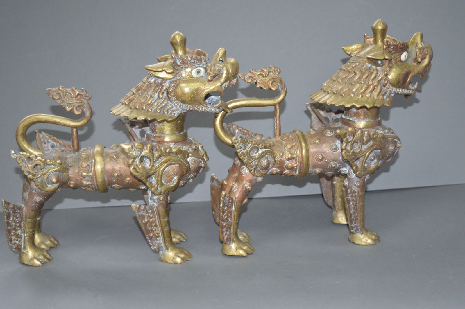 photo furniture Pair Large Tibetan Temple Lions, C 1890