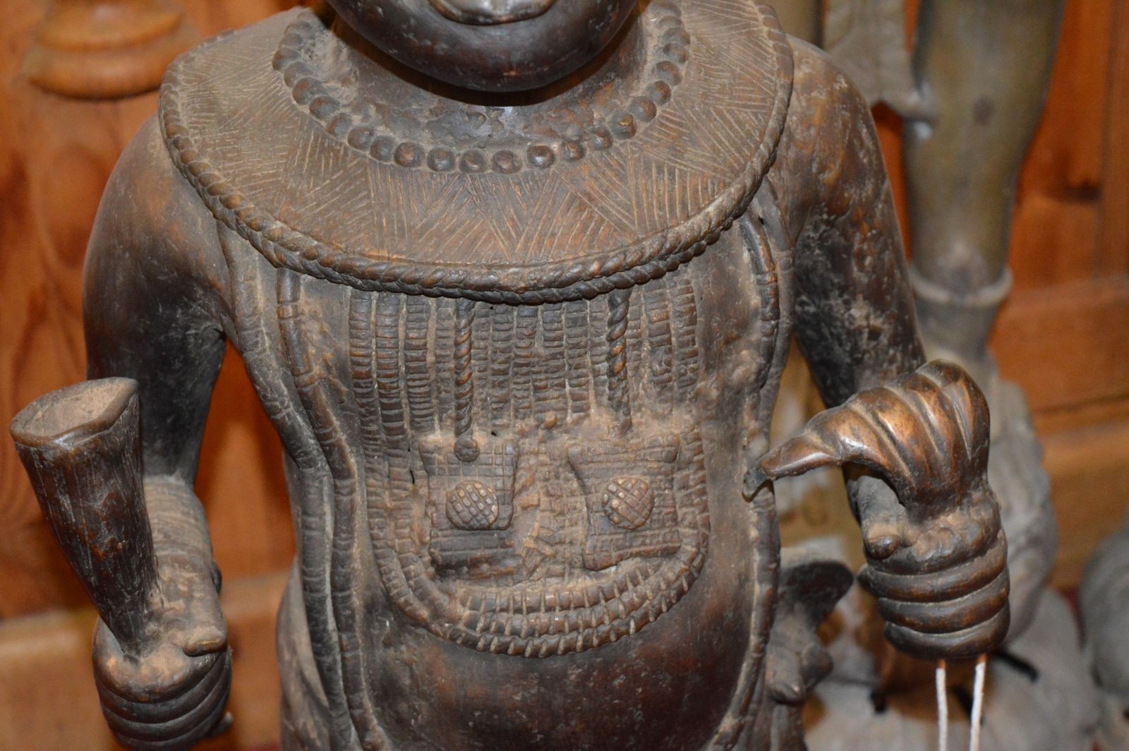 Large (77cm) African Benin Bronze Standing Warrior Statue, C1950 photo buy