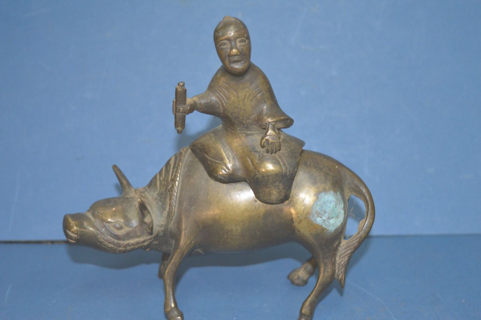 19th Century Chinese Bronze Figural Censer, C1880. Man Astride An Ox photo furniture