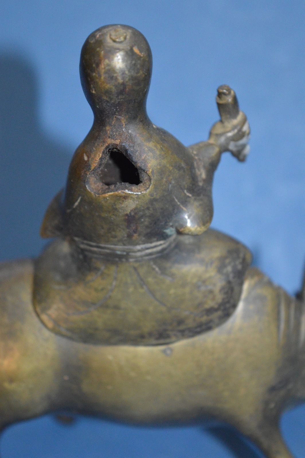 photo for sale 19th Century Chinese Bronze Figural Censer, C1880. Man Astride An Ox