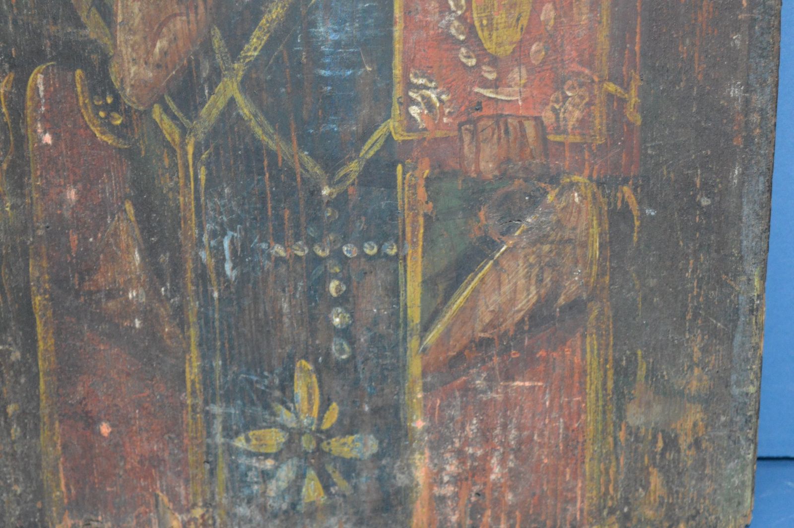Large Mid 19th Century Hand Painted Russian Icon,C1850.Handpainted Onto Wood Panel photo Art