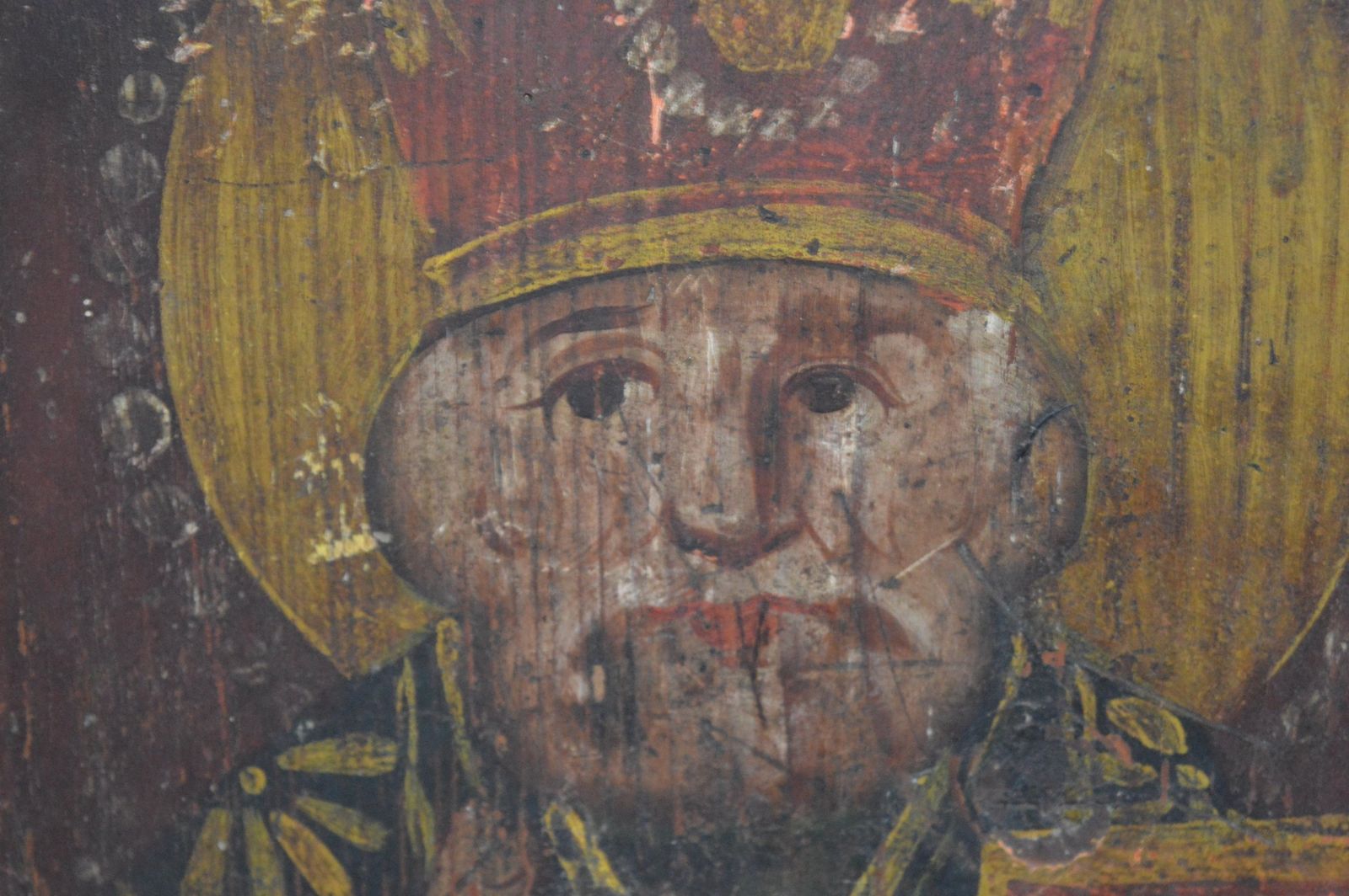 Large Mid 19th Century Hand Painted Russian Icon,C1850.Handpainted Onto Wood Panel photo 1195.0