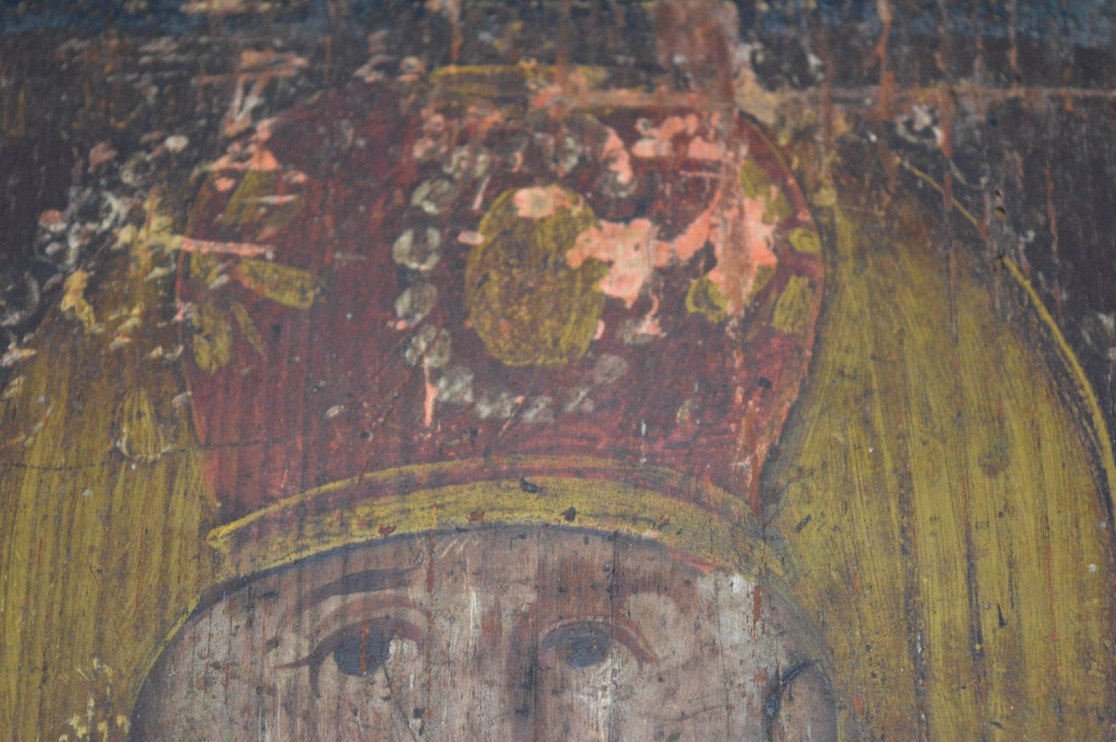 photo for sale Large Mid 19th Century Hand Painted Russian Icon,C1850.Handpainted Onto Wood Panel