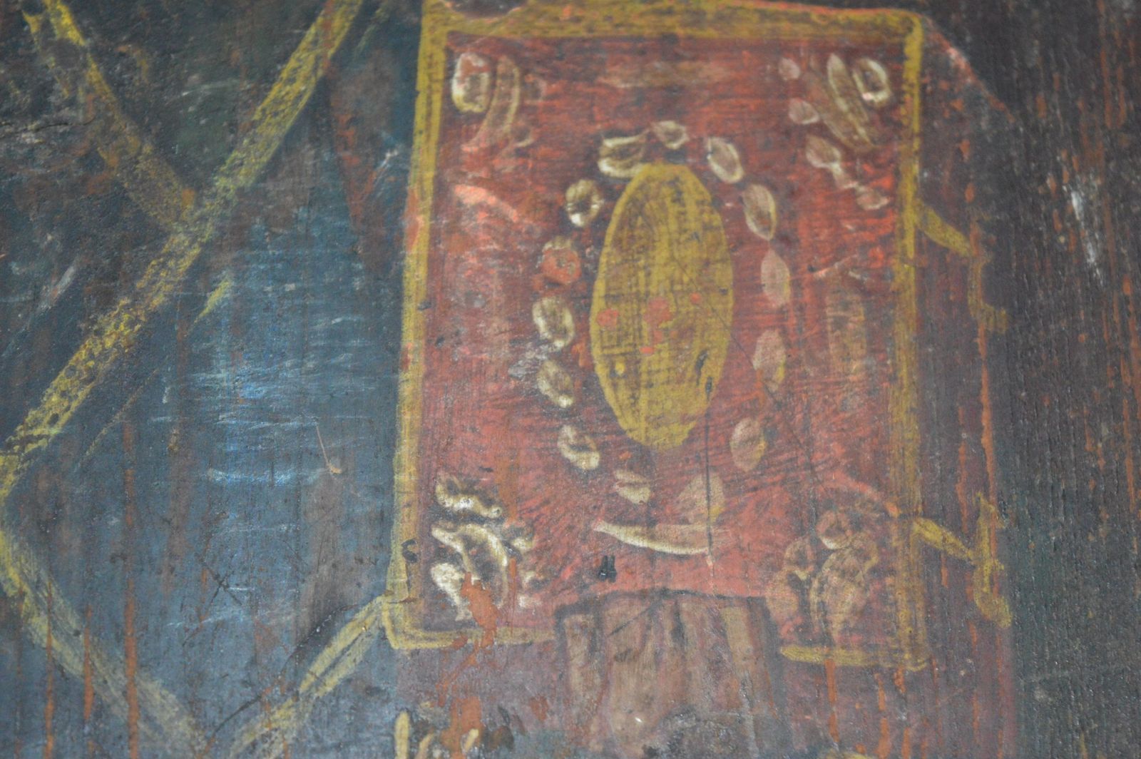 photo vinterior Large Mid 19th Century Hand Painted Russian Icon,C1850.Handpainted Onto Wood Panel
