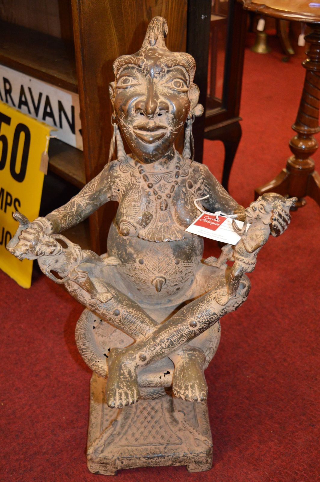 Very Large African Benin Tribal Bronze Maternity Statue,C1920