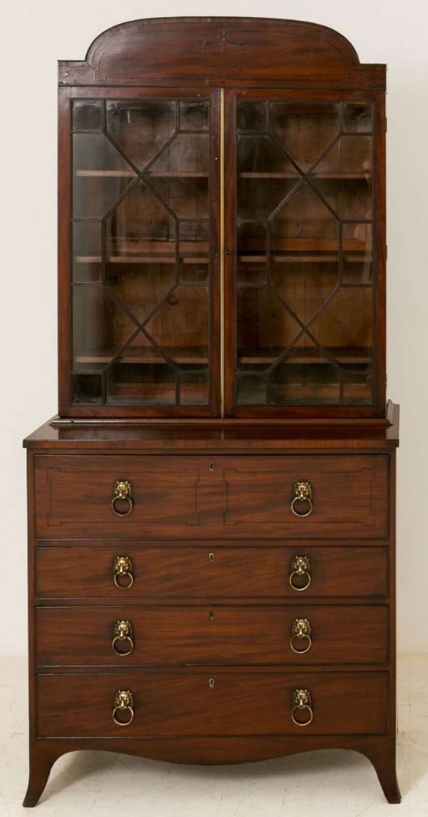 Regency Mahogany Secretaire Bookcase Desk Cabinet 1800 photo furniture