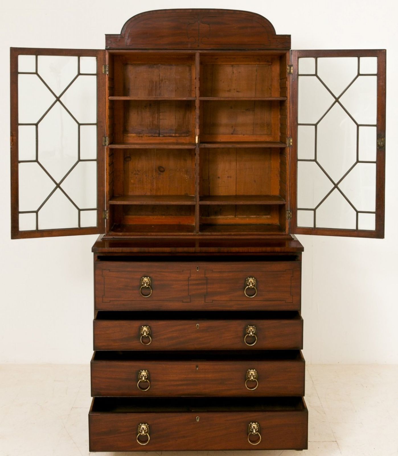 Regency Mahogany Secretaire Bookcase Desk Cabinet 1800 photo Furniture